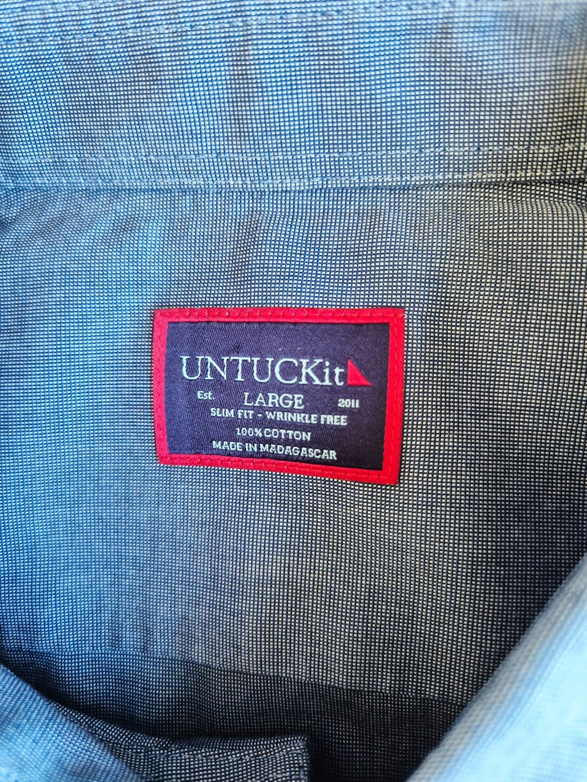NWoT Untuckit $109 Pio Cesare Wrinkle-Free Shirt Slim-Fit Button-Up Blue Men's L - Thumbnail 9