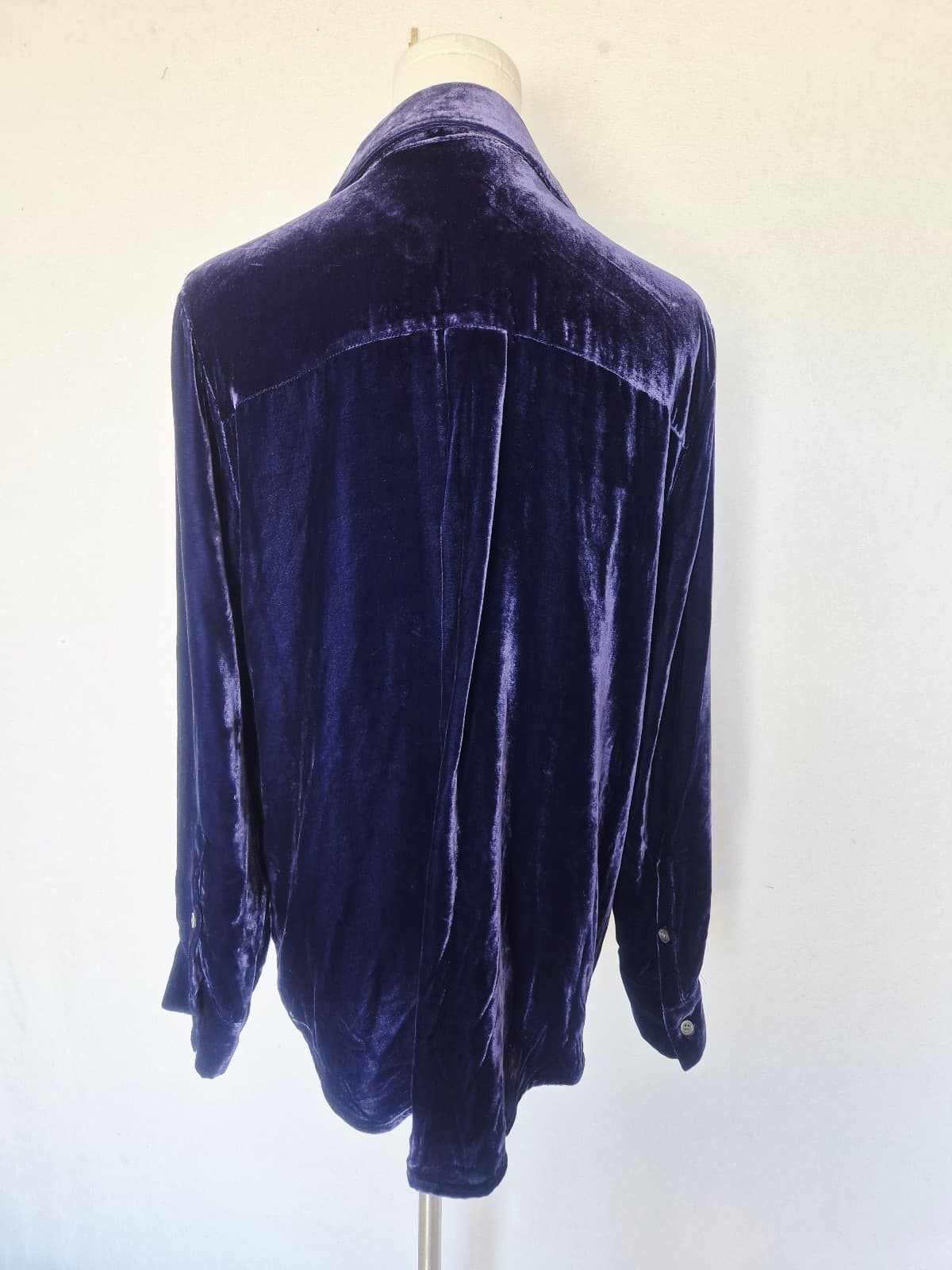 Sundance Velvet Button-Up Shirt Pockets Long Sleeve Silk Blend Blue Women's M - Thumbnail 7