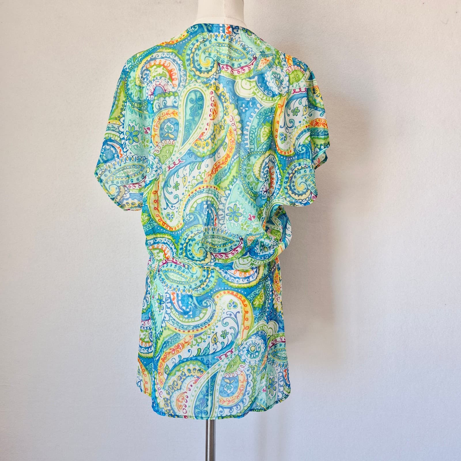 Lauren Ralph Lauren Carnival Mesh Paisley Poolside Tunic Cover-Up Dress Blue XS - Thumbnail 6