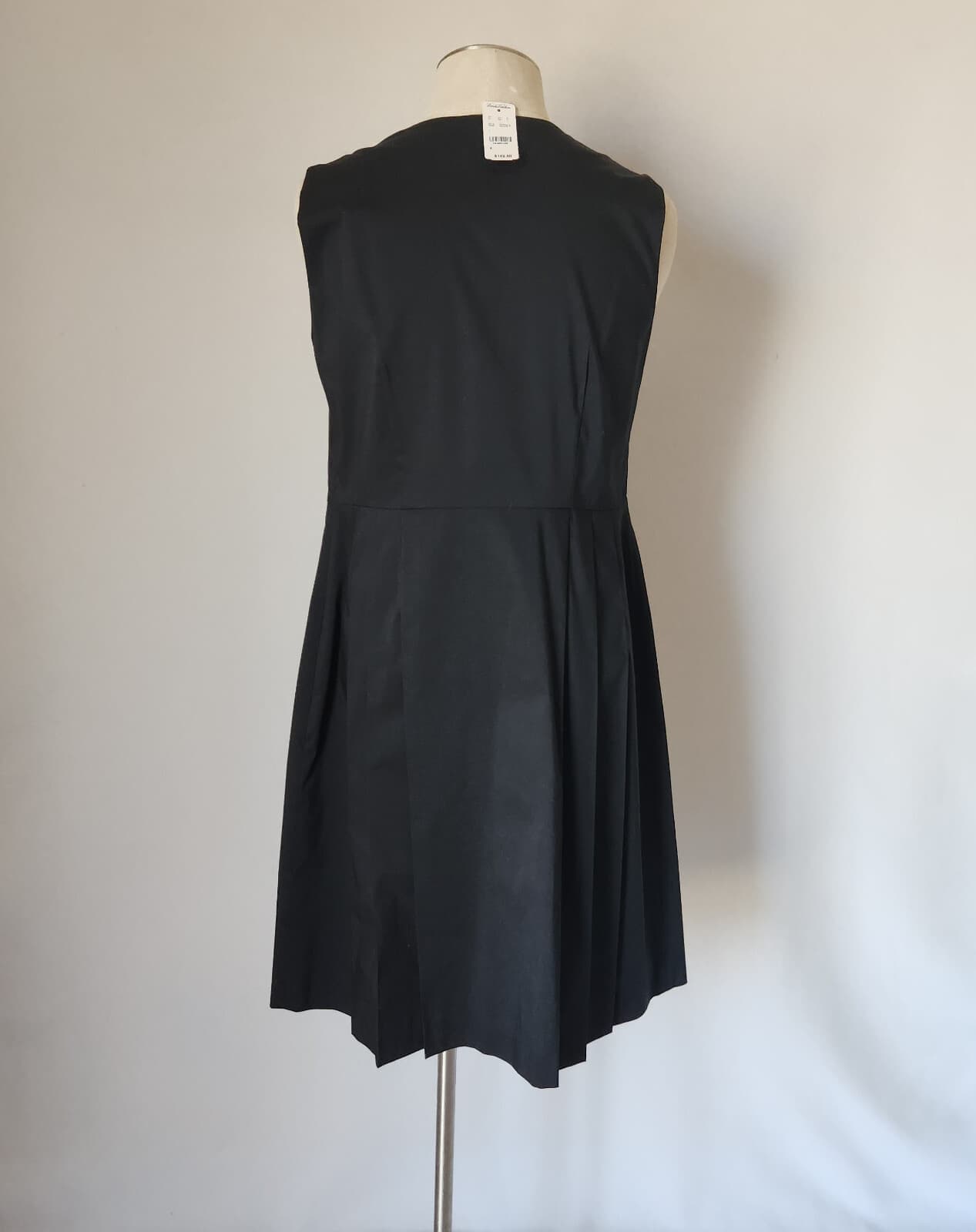 NWT Brooks Brothers Pleated Fit-Flare Dress V-Neck Sleeveless Navy Blue Womens 8 - Thumbnail 6