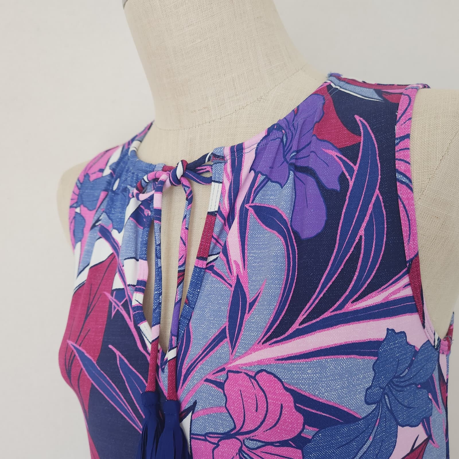 NWT Tommy Bahama Oasis Blossoms Spa Dress Cover-Up Sleeveless Blue Monday Sz.S - Thumbnail 5