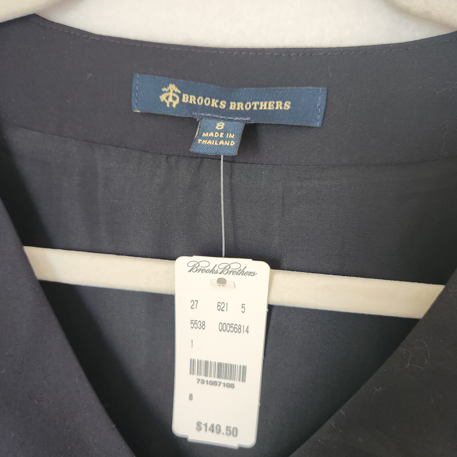 NWT Brooks Brothers Pleated Fit-Flare Dress V-Neck Sleeveless Navy Blue Womens 8 - Thumbnail 8