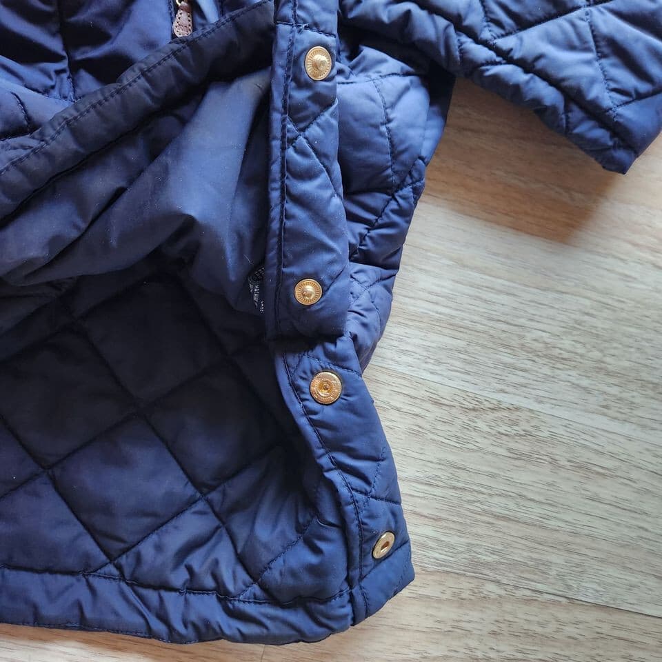 Ralph Lauren Golf Quilted Jacket Corduroy Colloar Button Zip-Pocket Blue Women M - Thumbnail 5