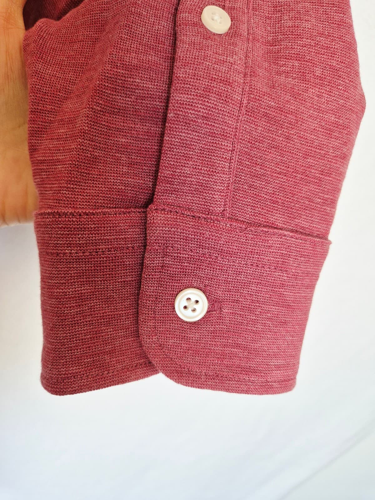 NEW Untuckit Argill Long Sleeve Polo Shirt Heavyweight Cotton Blend Berry Mens L - Thumbnail 6