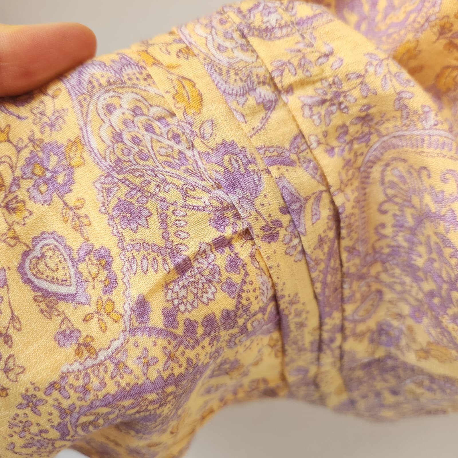 NWT J.Jill Floral Paisley Pleated-Tiers Maxi Dress Sleeveless Yellow Rayon Sz.XS - Thumbnail 8