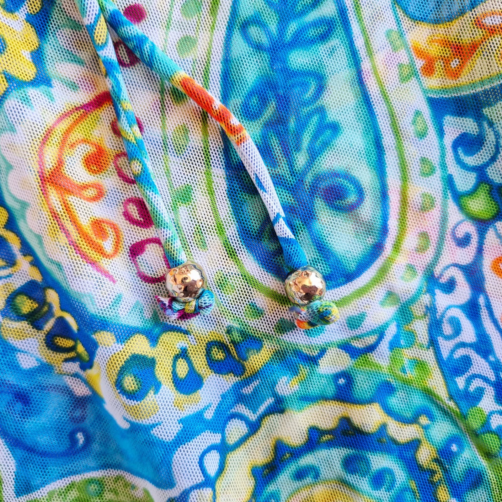 Lauren Ralph Lauren Carnival Mesh Paisley Poolside Tunic Cover-Up Dress Blue XS - Thumbnail 8