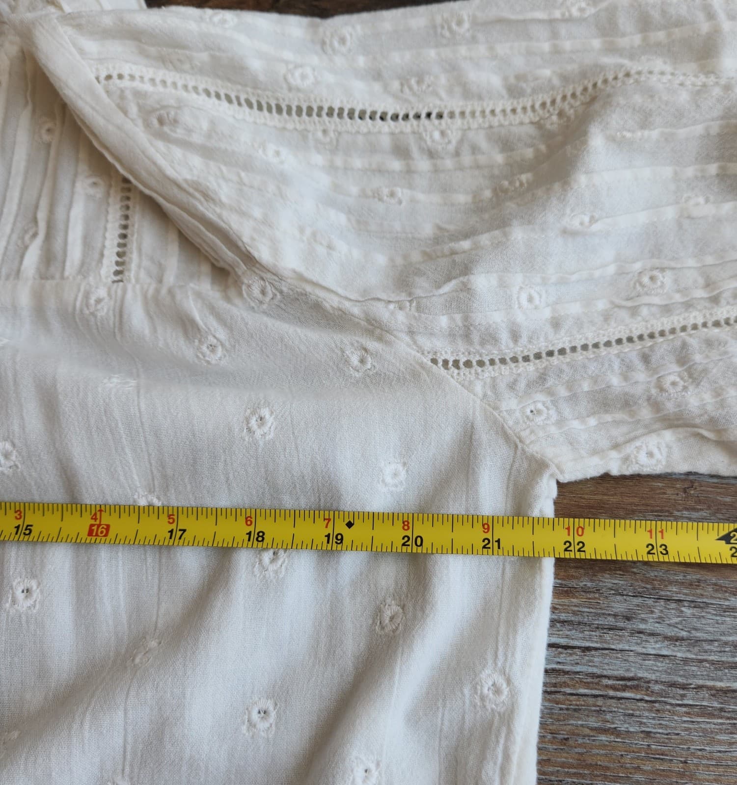 Sundance Cotton Embroidered Eyelet Blouse Button-Up 3/4 Sleeve White Oversize XS - Thumbnail 11