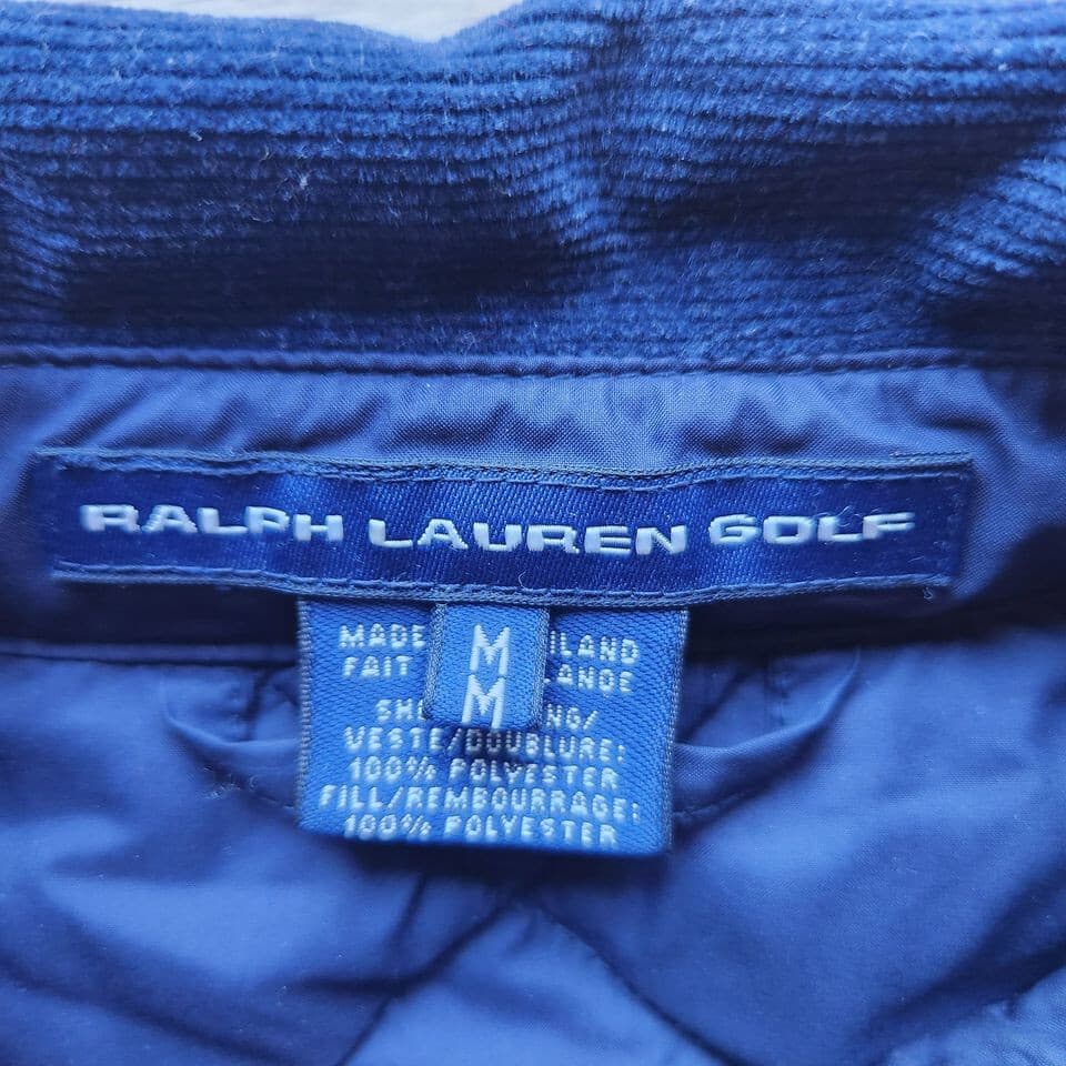 Ralph Lauren Golf Quilted Jacket Corduroy Colloar Button Zip-Pocket Blue Women M - Thumbnail 9