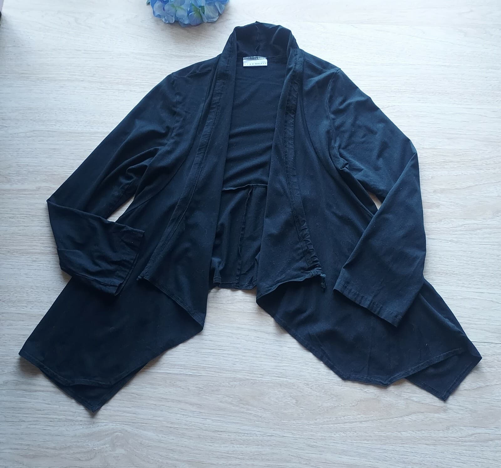 Bryn Walker Open Front Draped Cardigan Long Sleeve Black Bamboo Blend Women Sz.S - Thumbnail 4