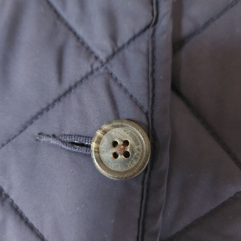 Ralph Lauren Golf Quilted Jacket Corduroy Colloar Button Zip-Pocket Blue Women M - Thumbnail 8