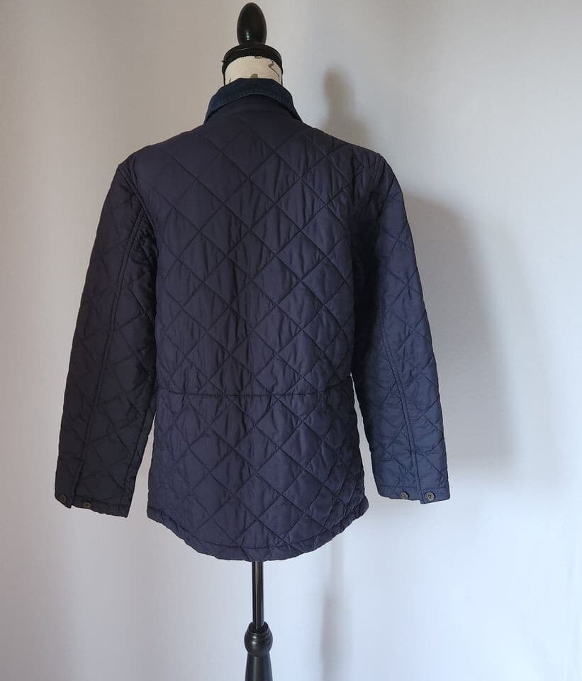 Ralph Lauren Golf Quilted Jacket Corduroy Colloar Button Zip-Pocket Blue Women M - Thumbnail 4