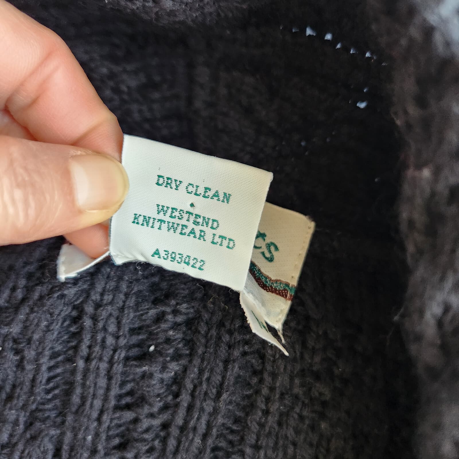 Aran Crafts Ireland Merino Wool Cable Knit Short Sleeve Open Cardigan Black Sz.M - Thumbnail 8