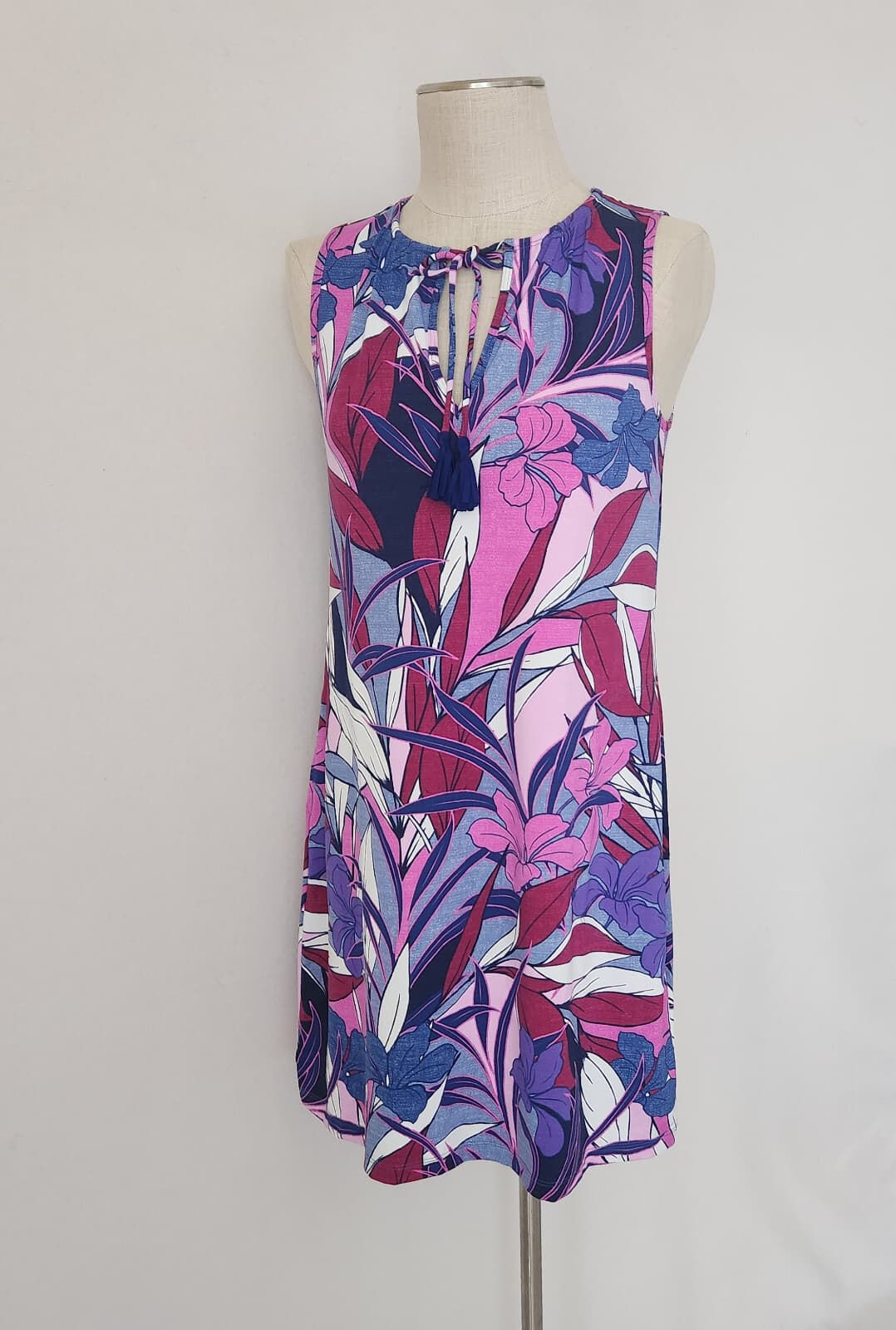NWT Tommy Bahama Oasis Blossoms Spa Dress Cover-Up Sleeveless Blue Monday Sz.S - Thumbnail 2