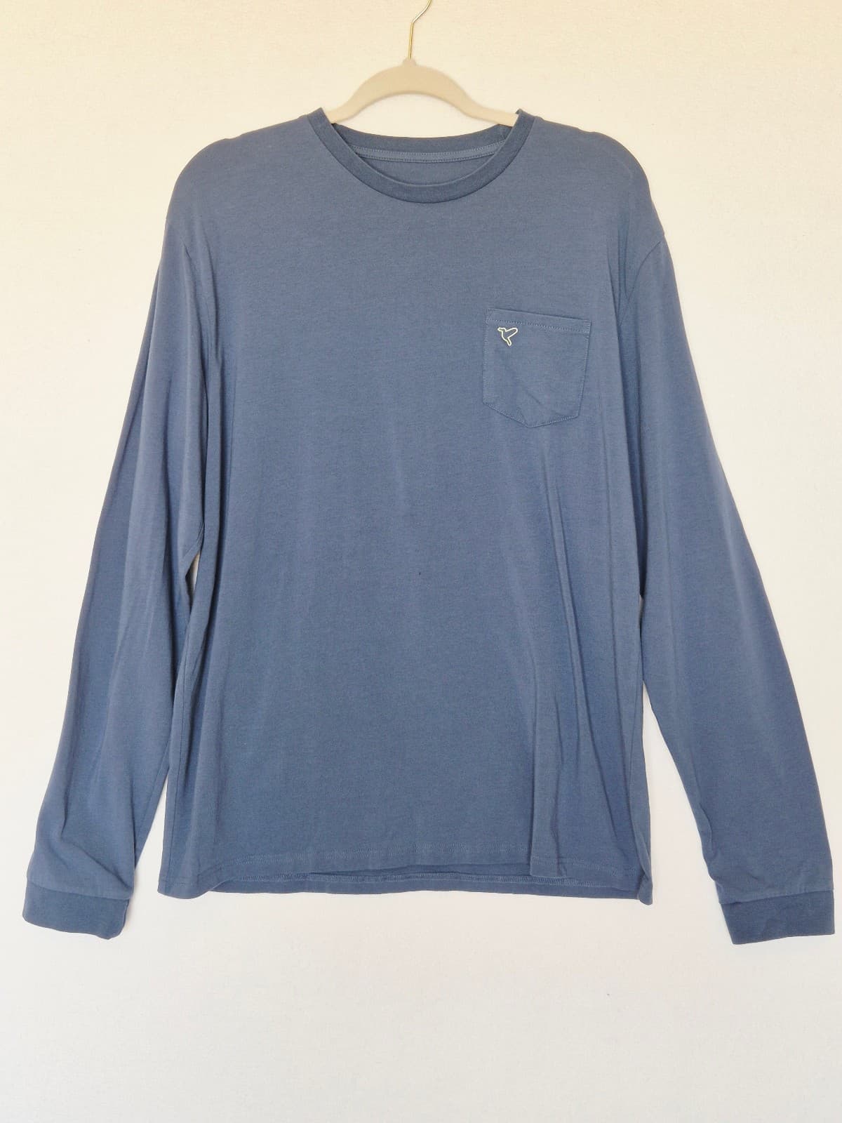Birddogs Men's XL Logo Pocket Long Sleeve T-Shirt Crew Neck Blue Cotton Blend - Thumbnail 2