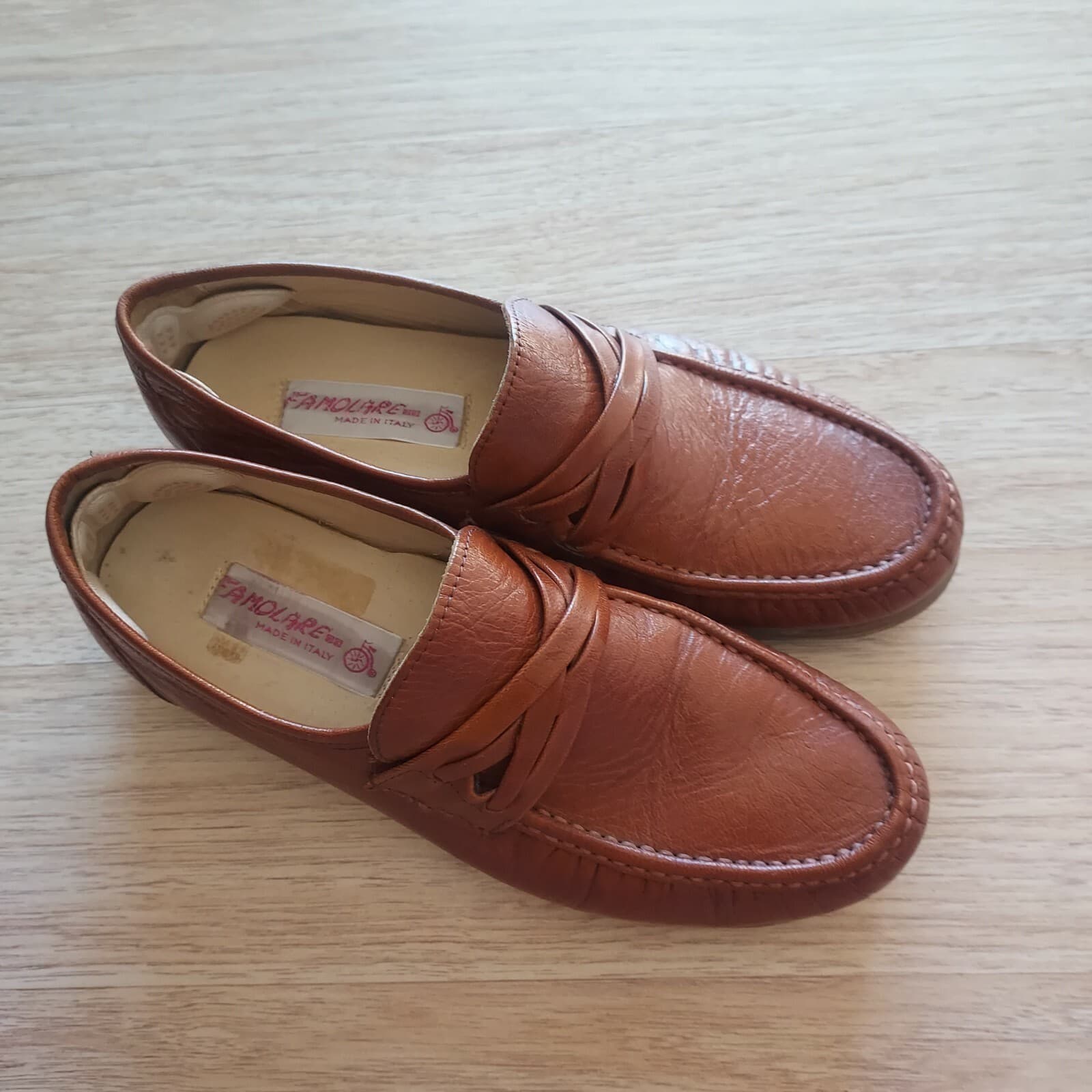Vintage Famolare Made in Italy Leather Loafer Wave Rubber Sole Brown Women US7.5 - Thumbnail 3