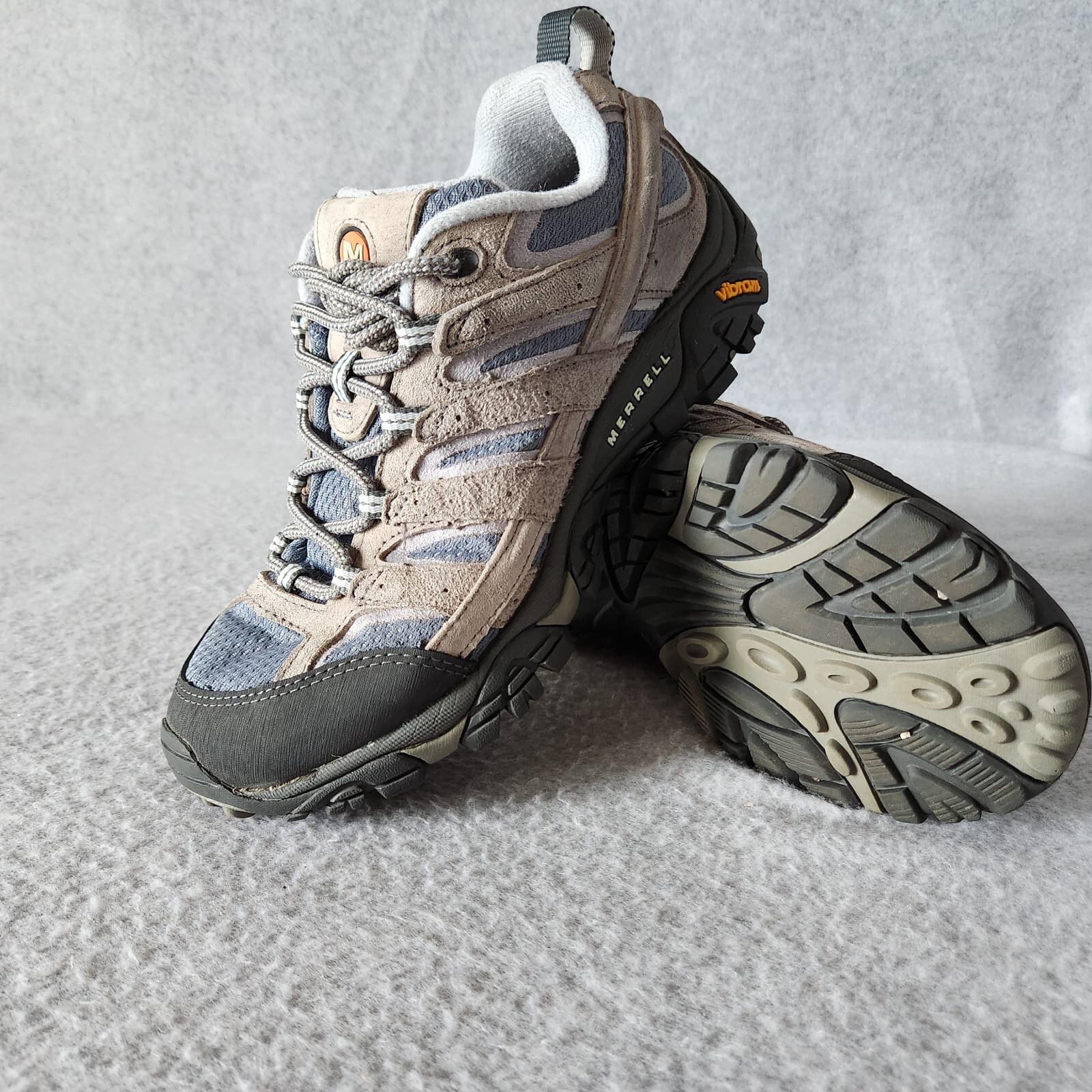 Merrell Women's US7 MOAB 2 Vent Hiking Shoes Leather Mesh Waterproof Grey Blue - Thumbnail 5