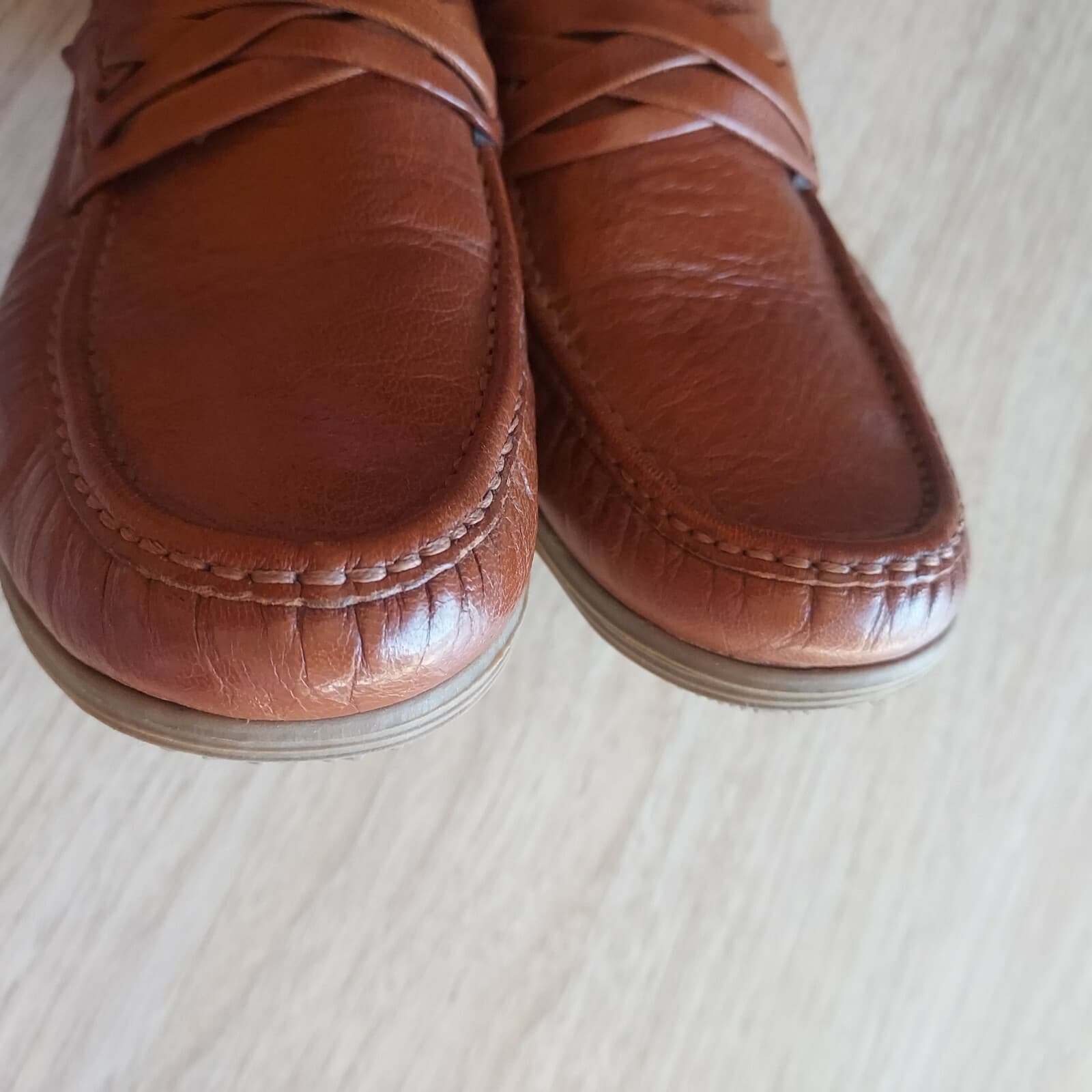 Vintage Famolare Made in Italy Leather Loafer Wave Rubber Sole Brown Women US7.5 - Thumbnail 8