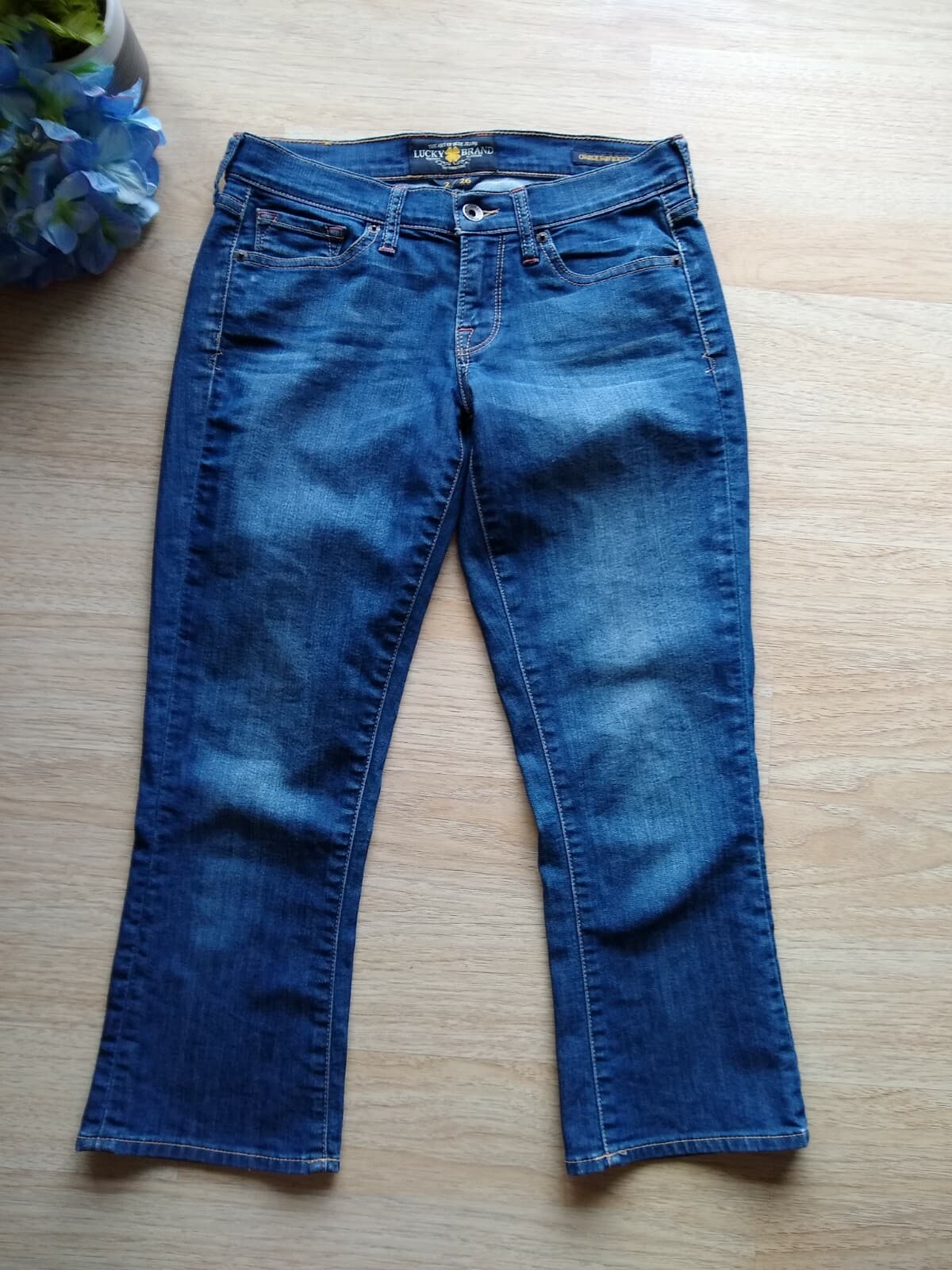 Lucky Brand Charlie Baby Boot Crop Jean Stretch Zip Blue Sz.2/26