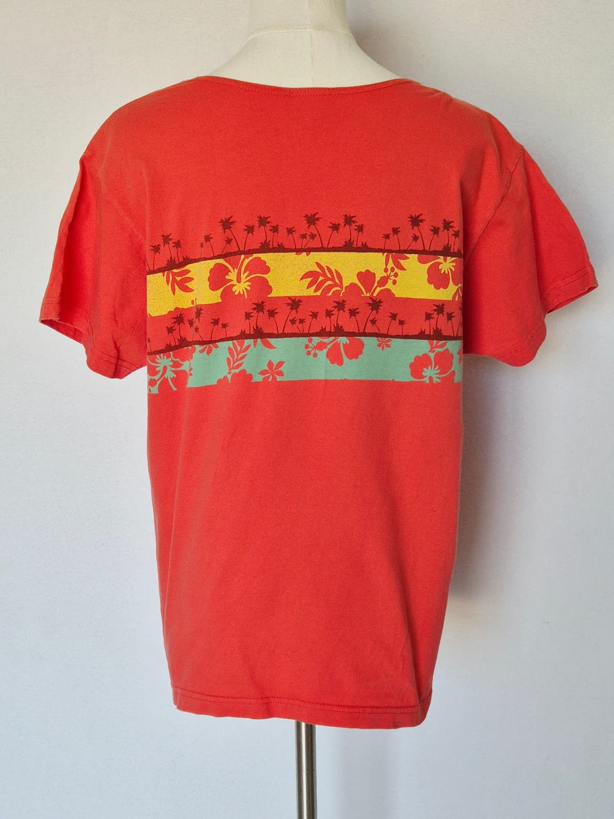 Crazy Shirts Hawaii Hibiscus Palm T-Shirt Short Sleeve Cotton Orange-Red Size L - Thumbnail 4
