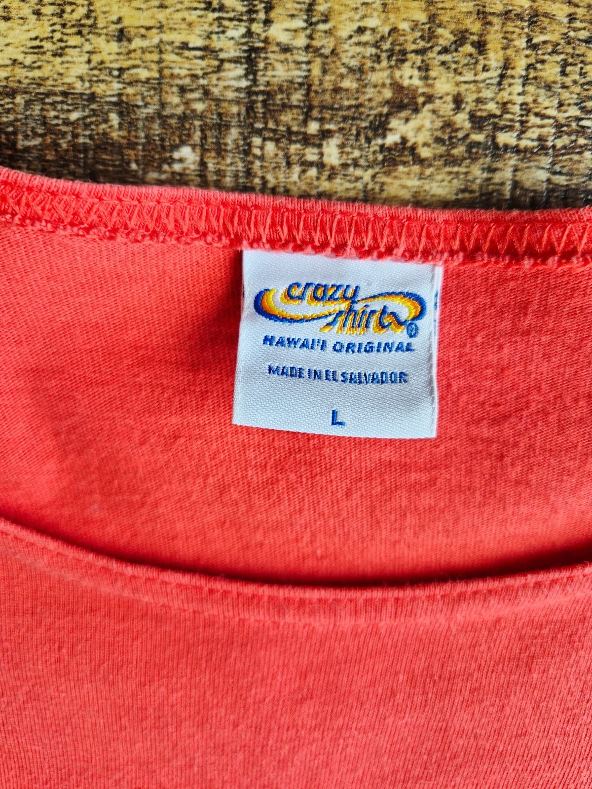 Crazy Shirts Hawaii Hibiscus Palm T-Shirt Short Sleeve Cotton Orange-Red Size L - Thumbnail 5