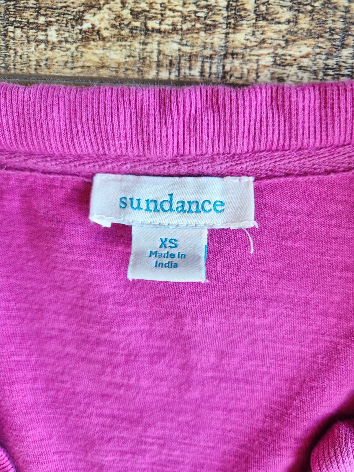 Sundance Caitlyn Floral Embroidered Top 3/4 Button V-Neck Cotton Knit Pink Sz.XS - Thumbnail 8