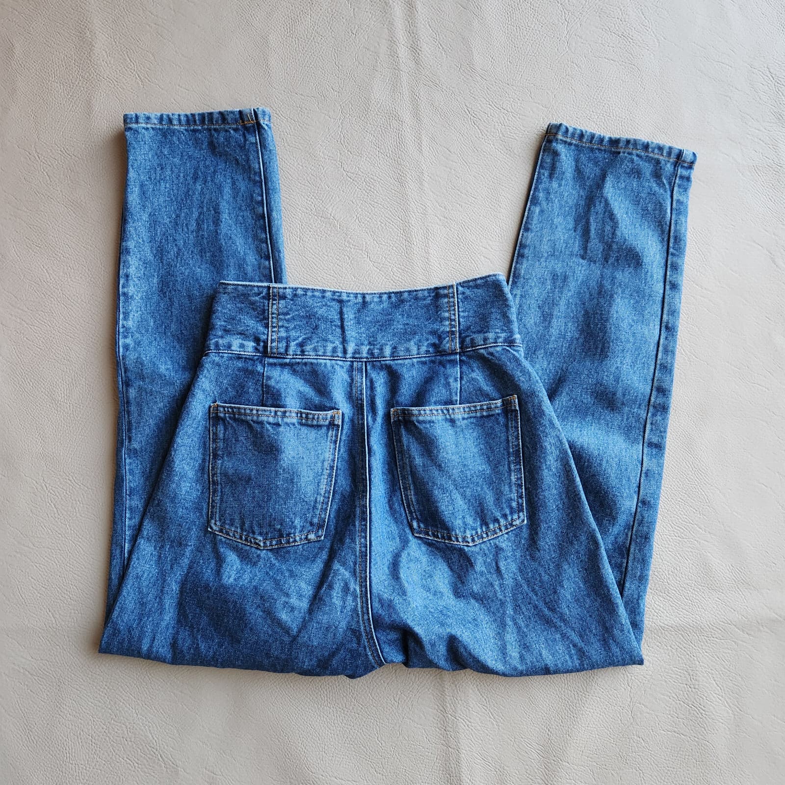 Genesis JEANASIS High Rise Pleated Button-Fly Tapered Jeans Daddy Fit Blue Sz.S - Thumbnail 8