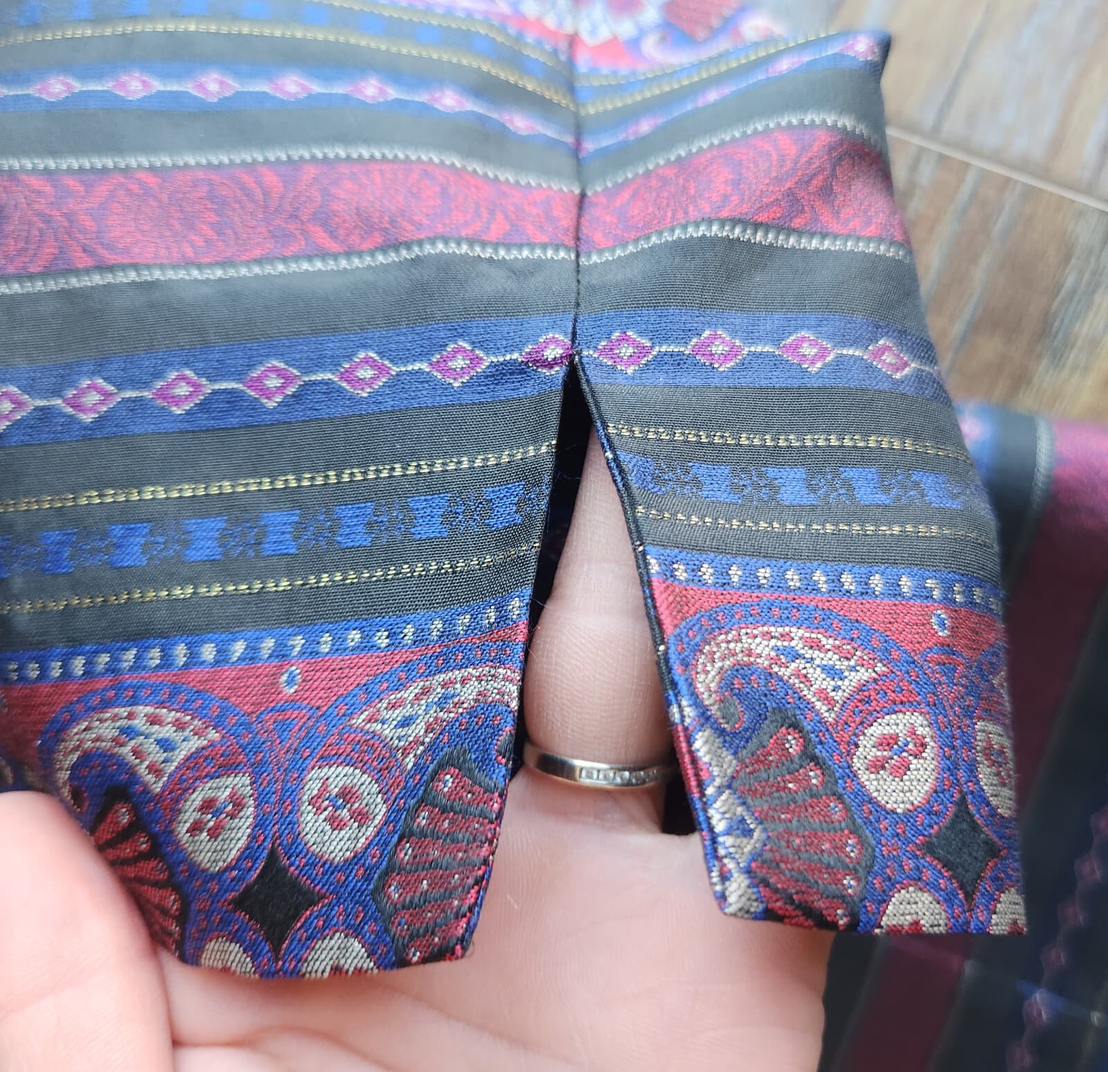 Vintage Talbots Silk Jacquard Tribal Lightweight Jacket Metallic Multicolor 10 - Thumbnail 7