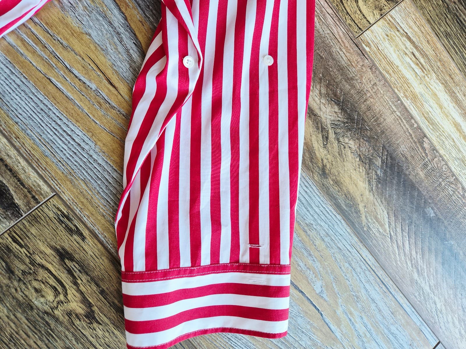 Madewell Straight Hem Boxy Shirt Long Sleeve Cotton Red White Stripe Women's L - Thumbnail 11