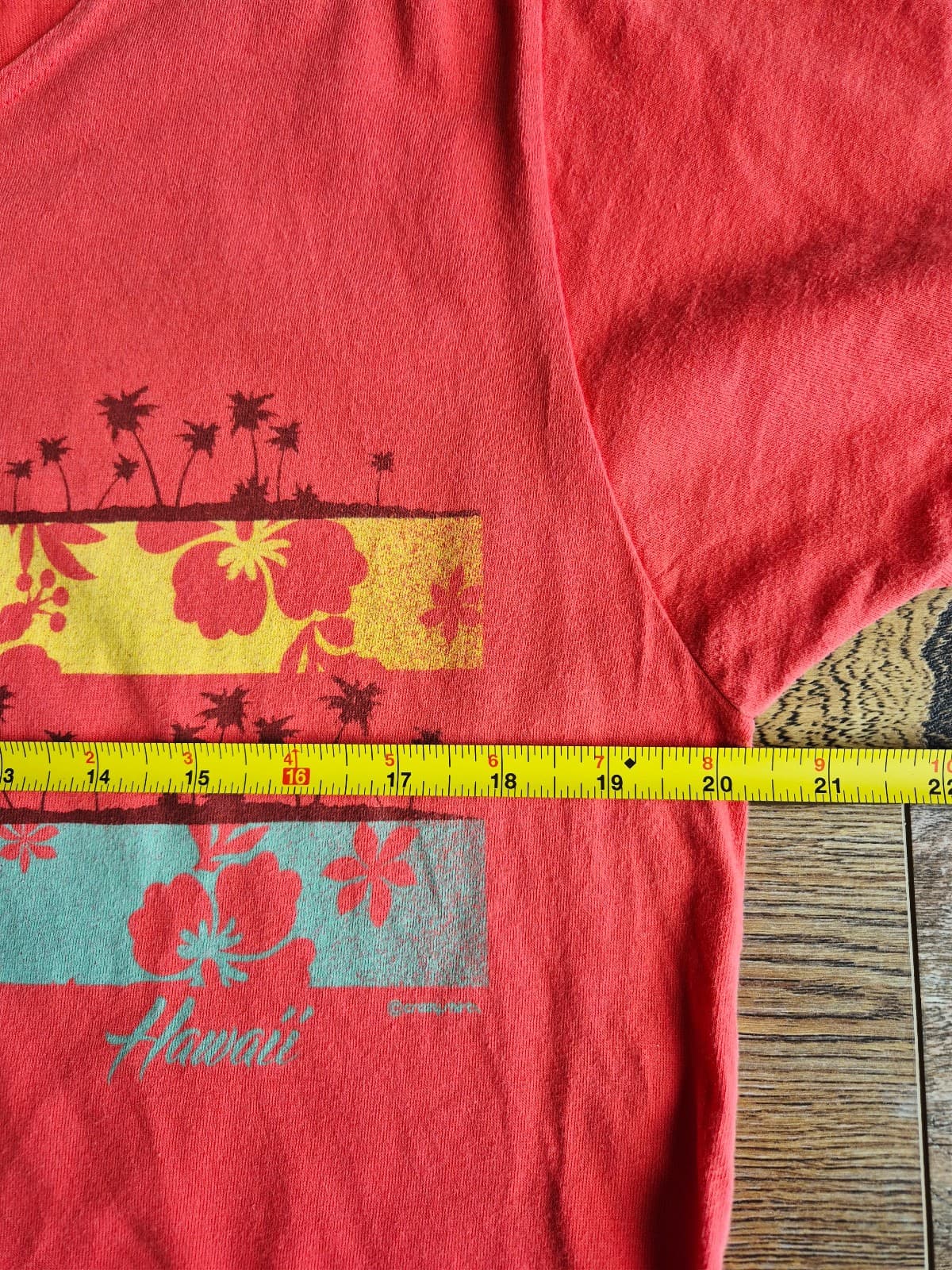 Crazy Shirts Hawaii Hibiscus Palm T-Shirt Short Sleeve Cotton Orange-Red Size L - Thumbnail 9