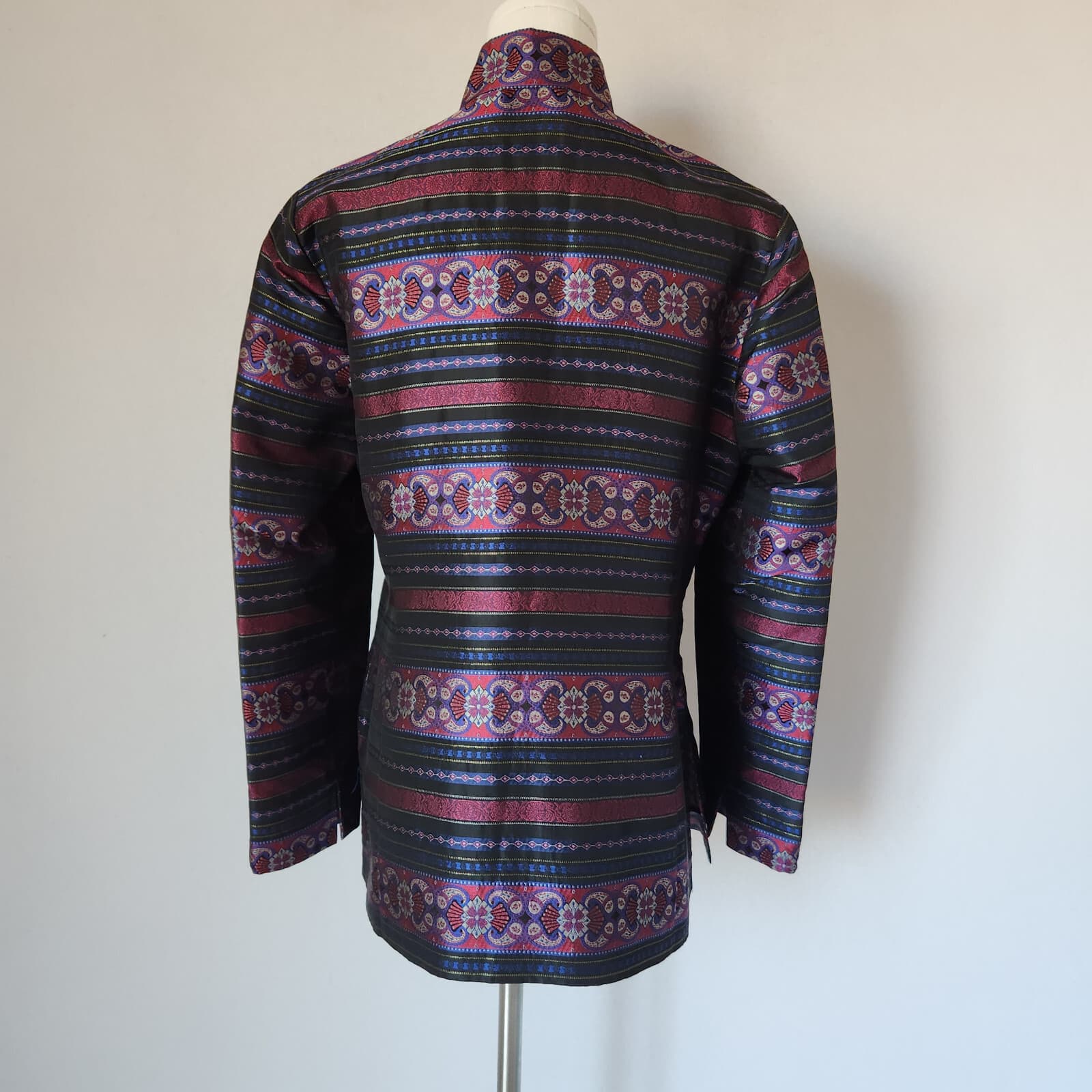 Vintage Talbots Silk Jacquard Tribal Lightweight Jacket Metallic Multicolor 10 - Thumbnail 5