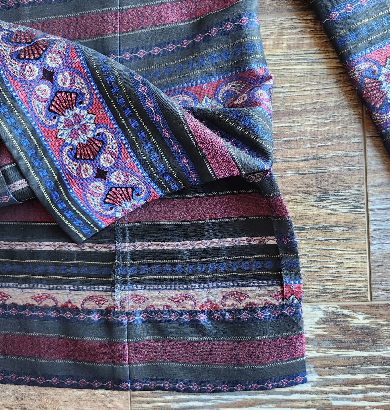 Vintage Talbots Silk Jacquard Tribal Lightweight Jacket Metallic Multicolor 10 - Thumbnail 8