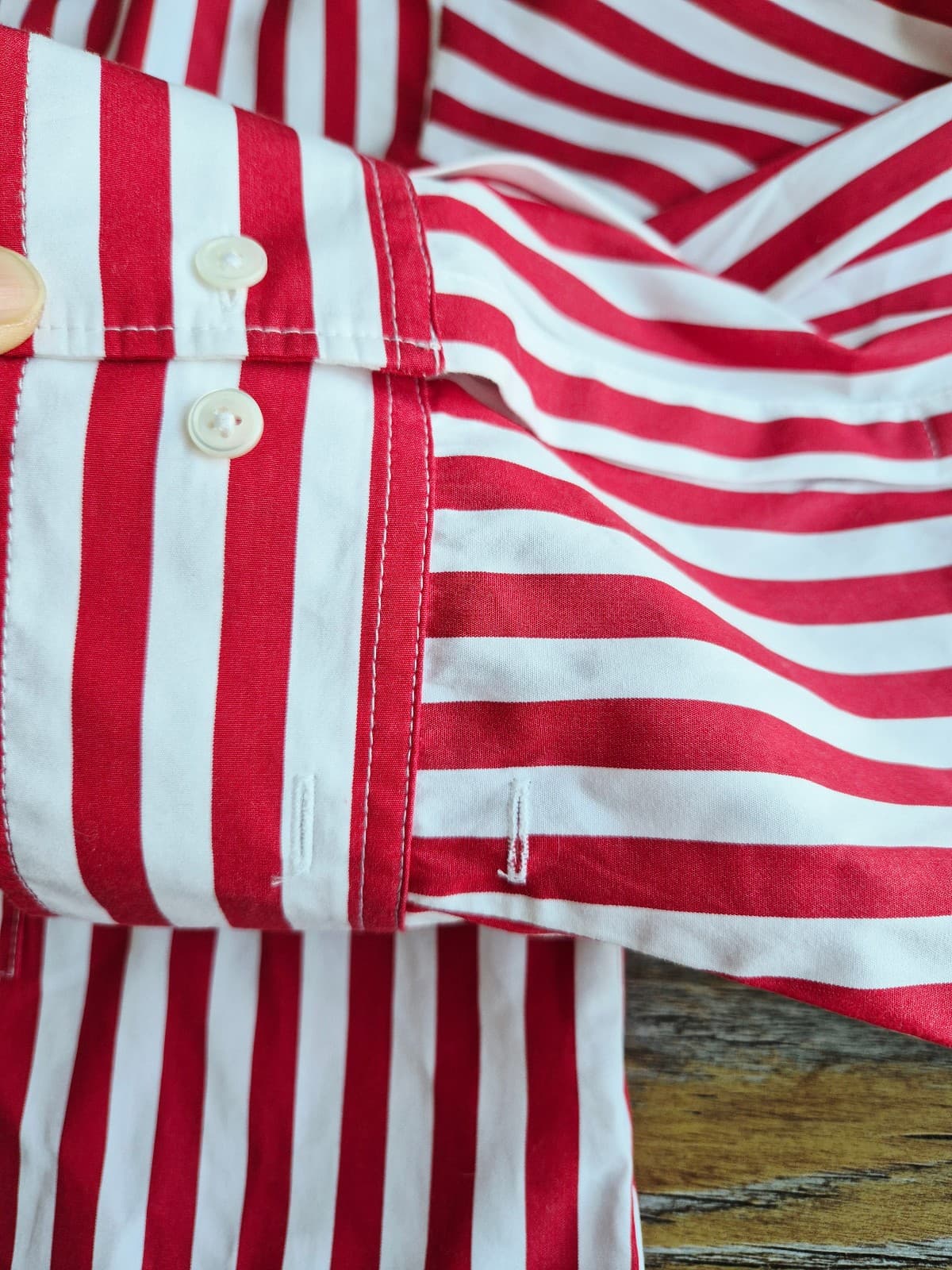 Madewell Straight Hem Boxy Shirt Long Sleeve Cotton Red White Stripe Women's L - Thumbnail 10