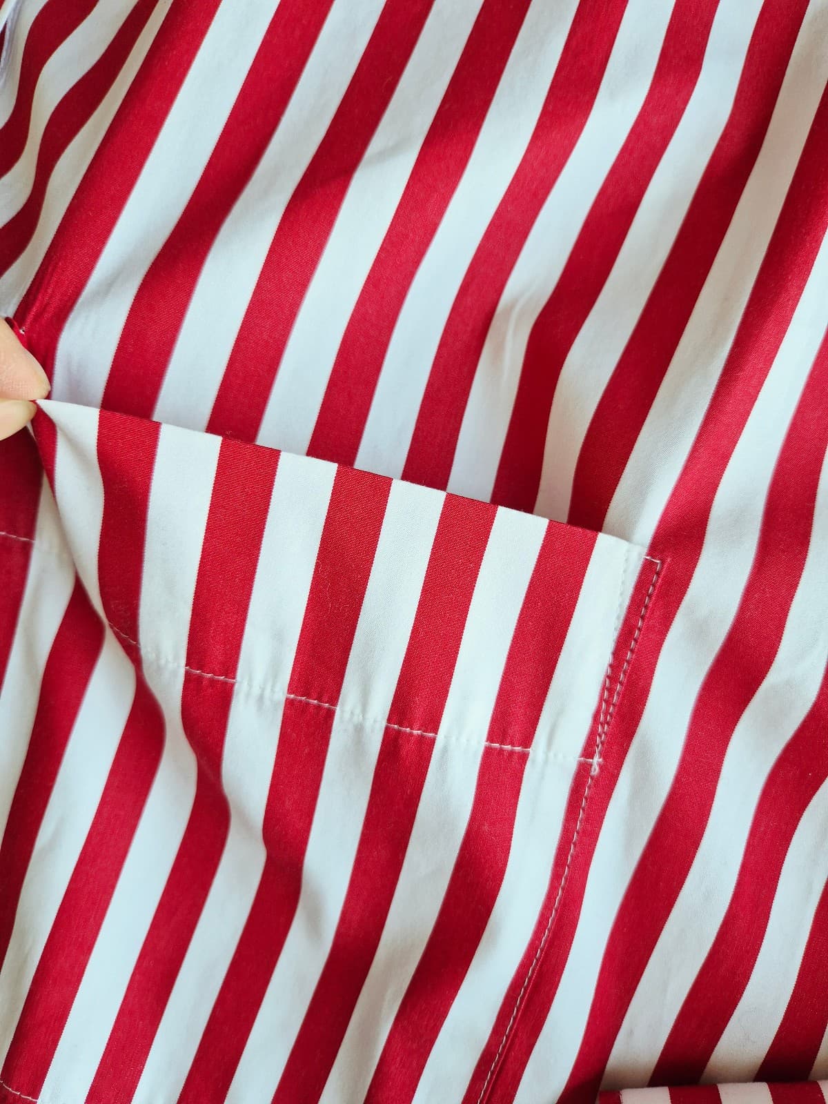 Madewell Straight Hem Boxy Shirt Long Sleeve Cotton Red White Stripe Women's L - Thumbnail 9
