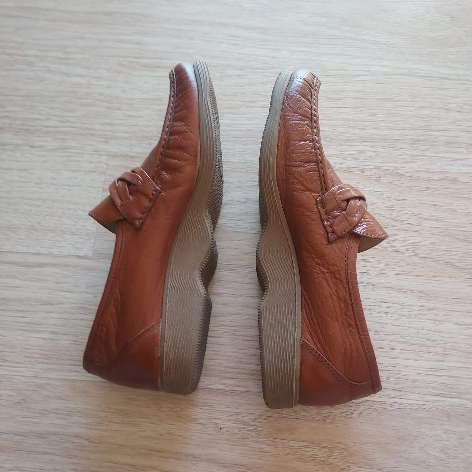 Vintage Famolare Made in Italy Leather Loafer Wave Rubber Sole Brown Women US7.5 - Thumbnail 6