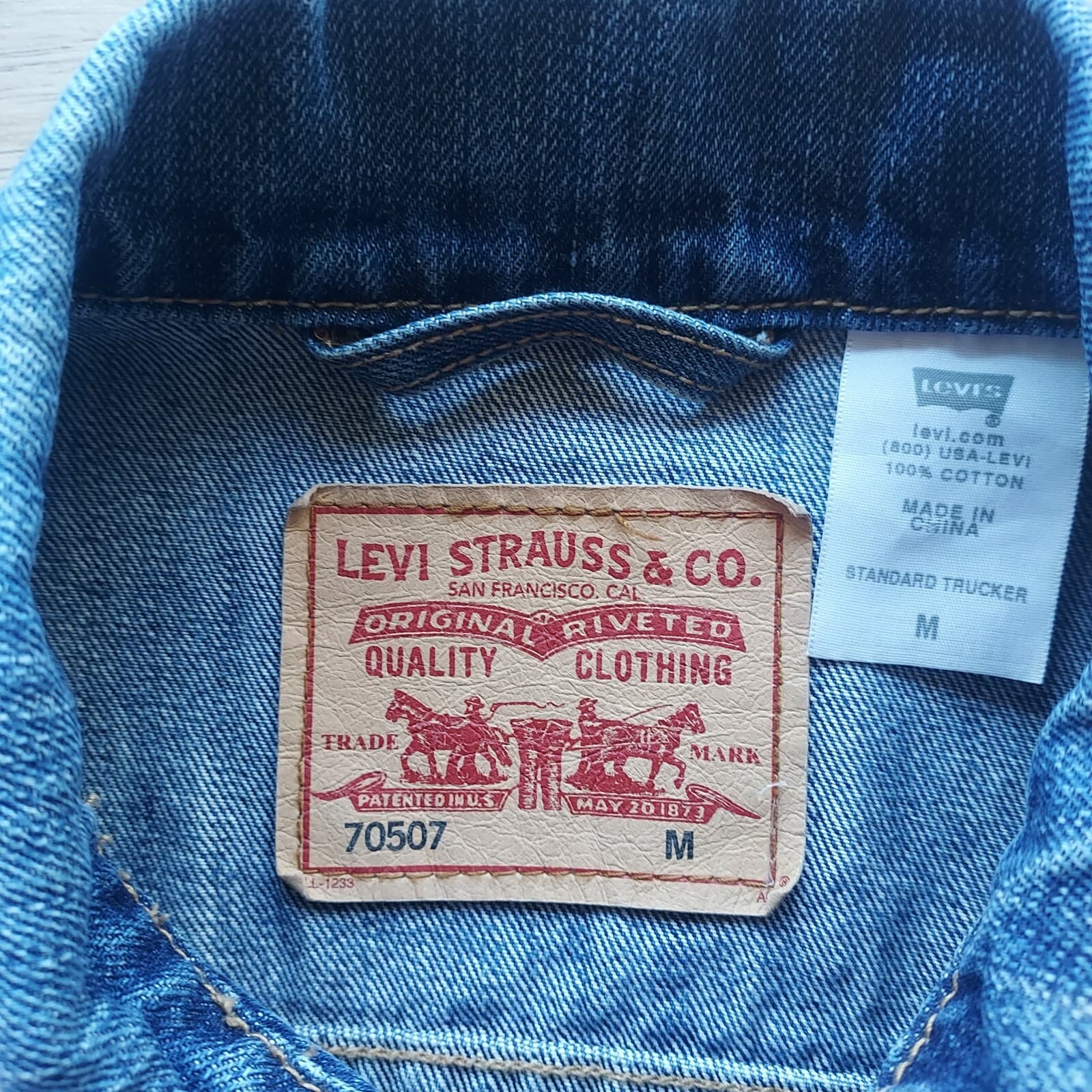 Levi's 70507 Standard Trucker Jean Jacket Button Blue 100% Cotton Men Medium - Thumbnail 4