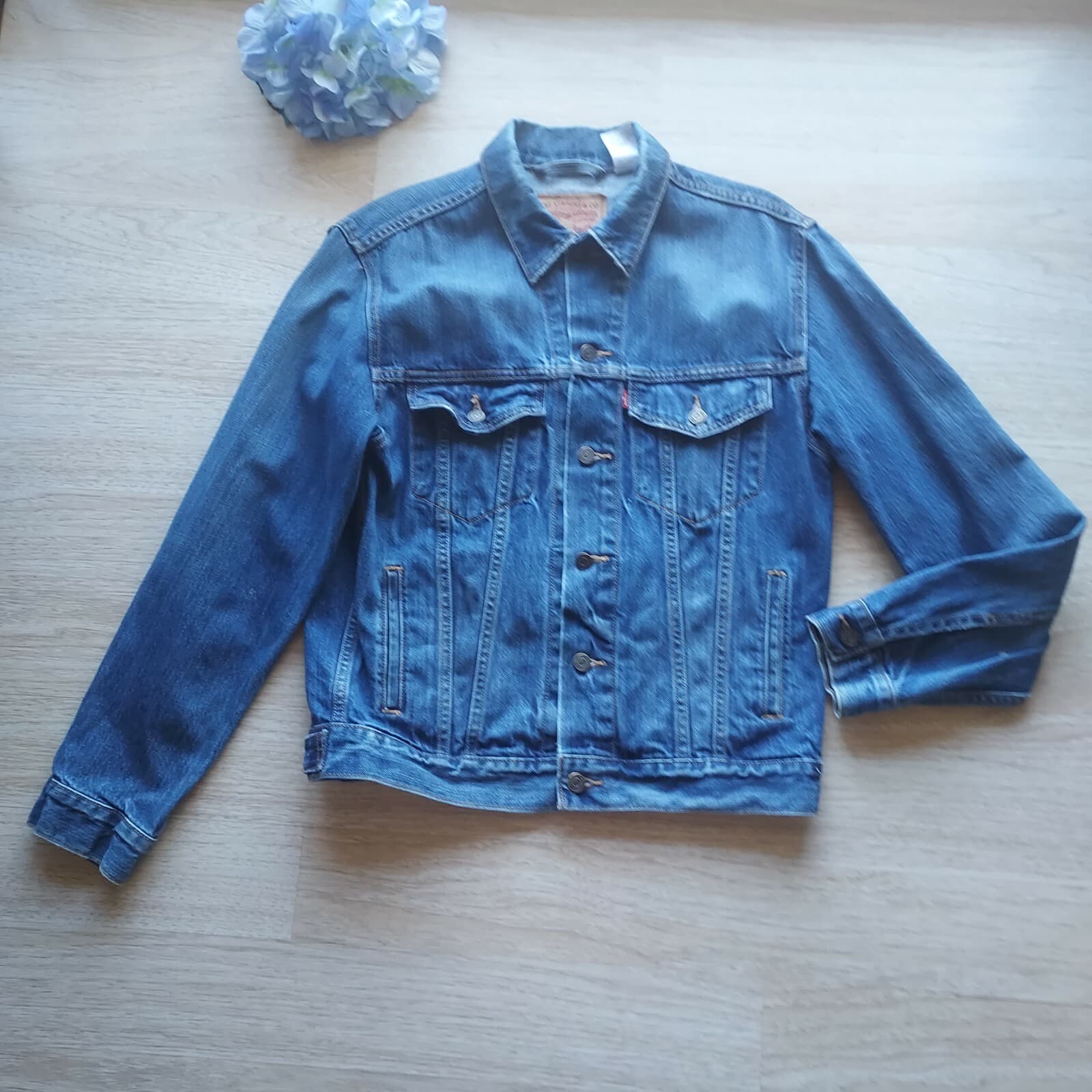 Levi's 70507 Standard Trucker Jean Jacket Button Blue 100% Cotton Men Medium - Thumbnail 2