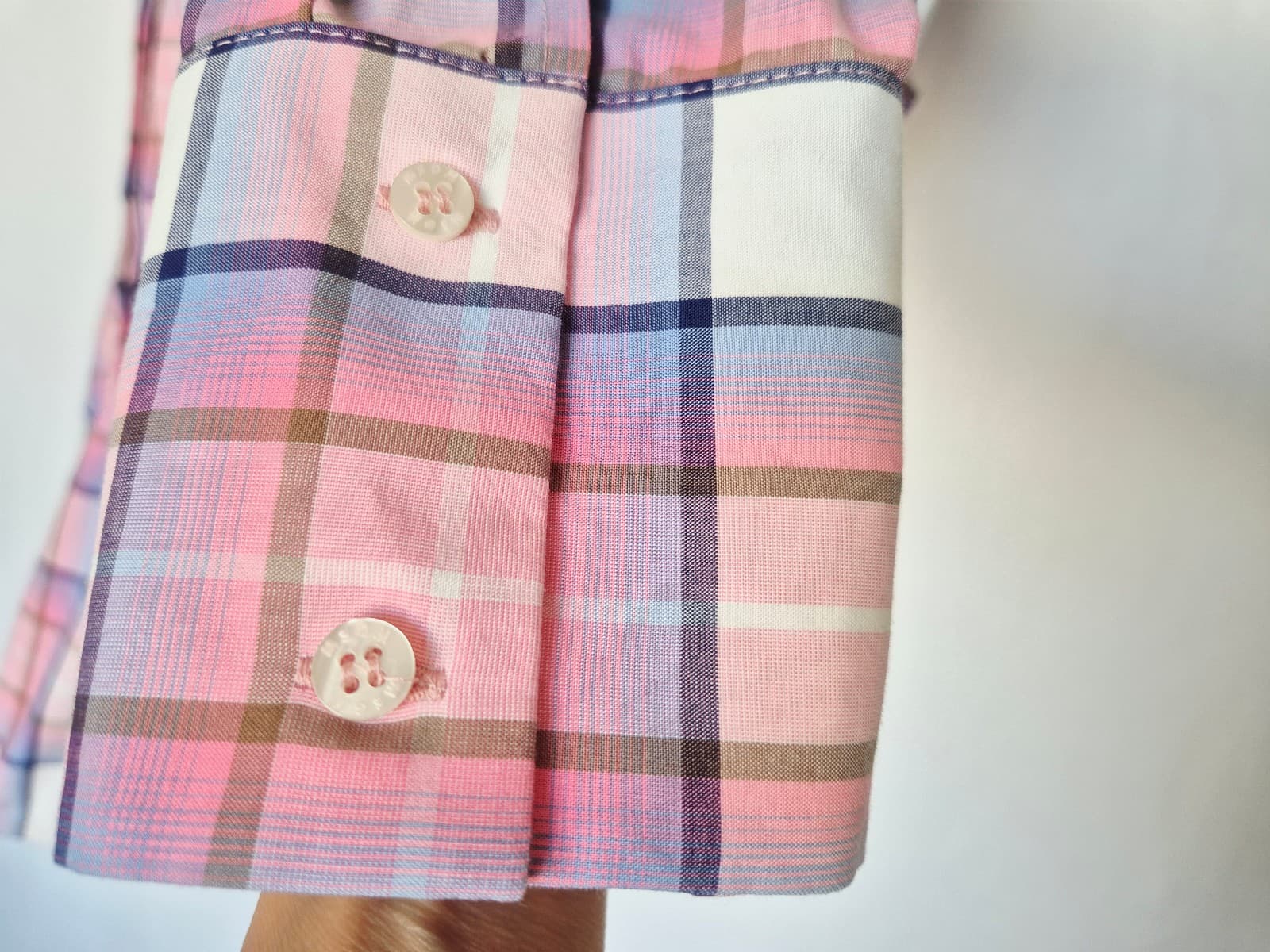 NEW MSGM Milano Made in Italy Camicia Shirt Slim-Fit Band Collar Pink Plaid EU40 - Thumbnail 4