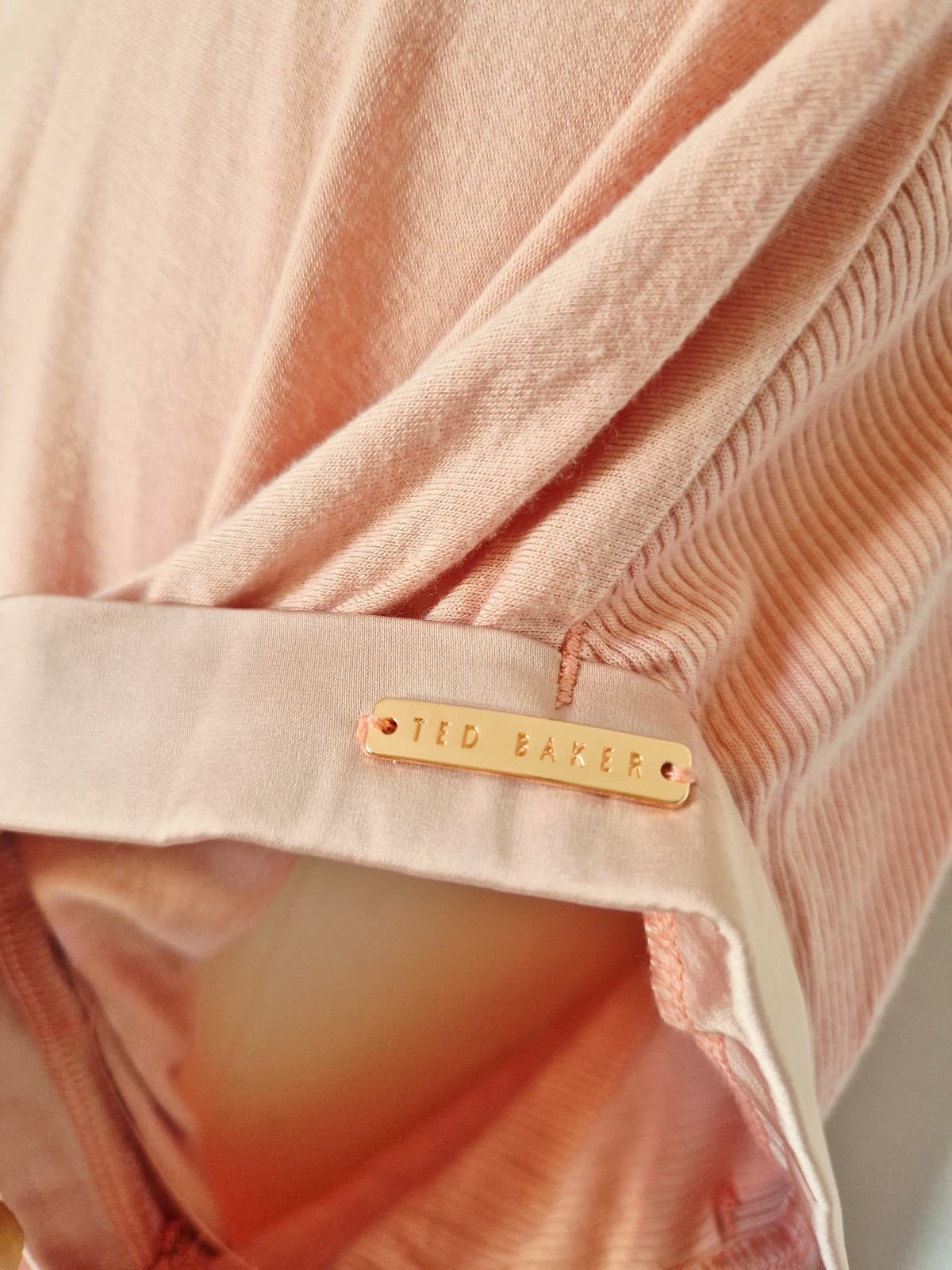 NEW TED BAKER Single Jersey Blouse 1/2 Button Cap Sleeve Mellow Rose Women's XL - Thumbnail 5