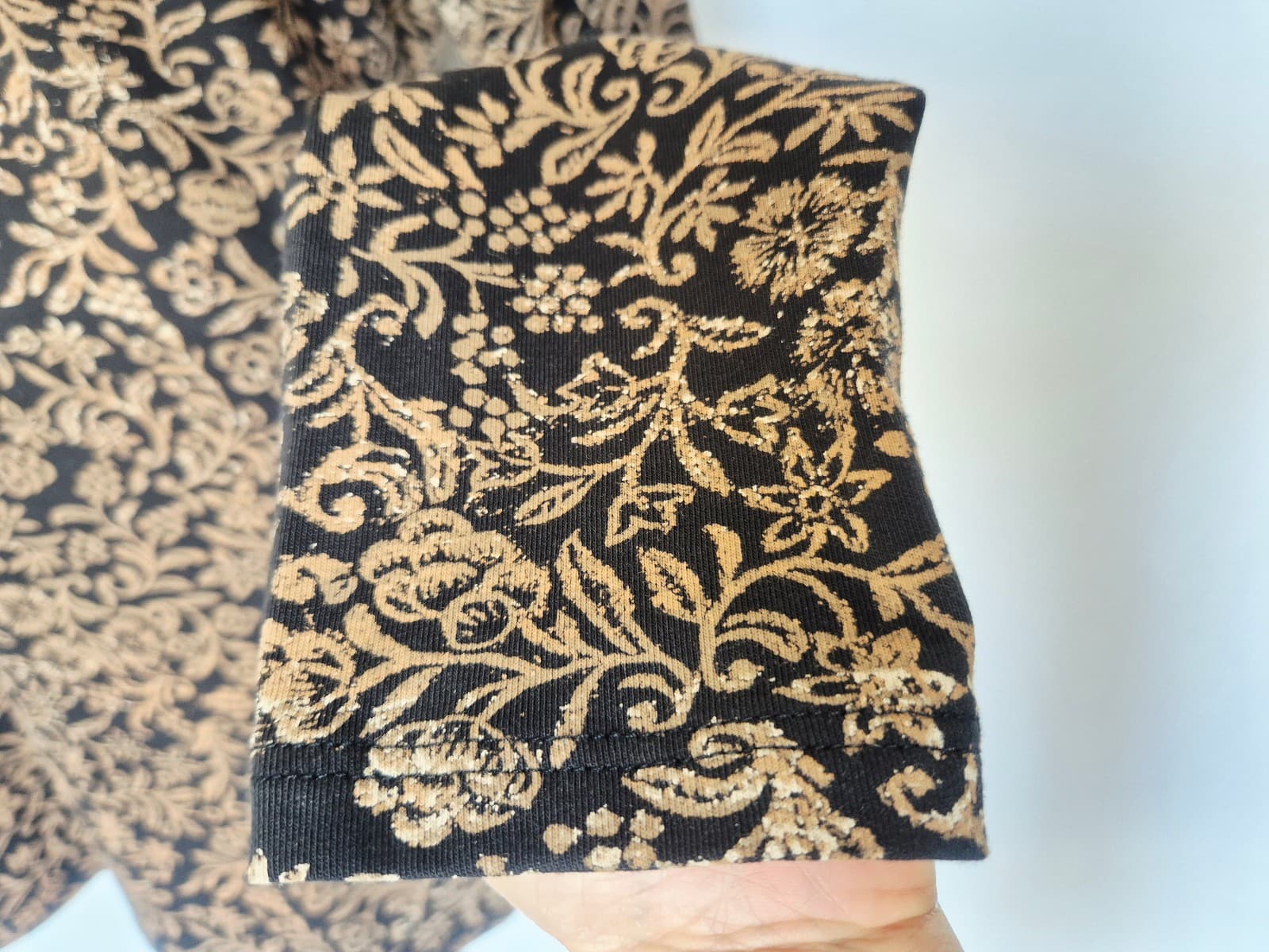 Peruvian Connection Floral Tunic Top Scoop Neck Long Sleeve Knit Brown Women's L - Thumbnail 4