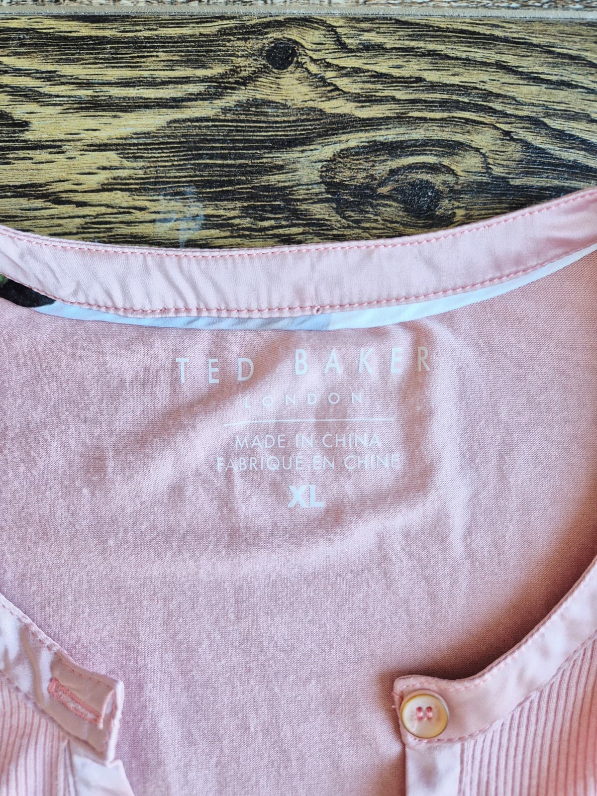 NEW TED BAKER Single Jersey Blouse 1/2 Button Cap Sleeve Mellow Rose Women's XL - Thumbnail 6