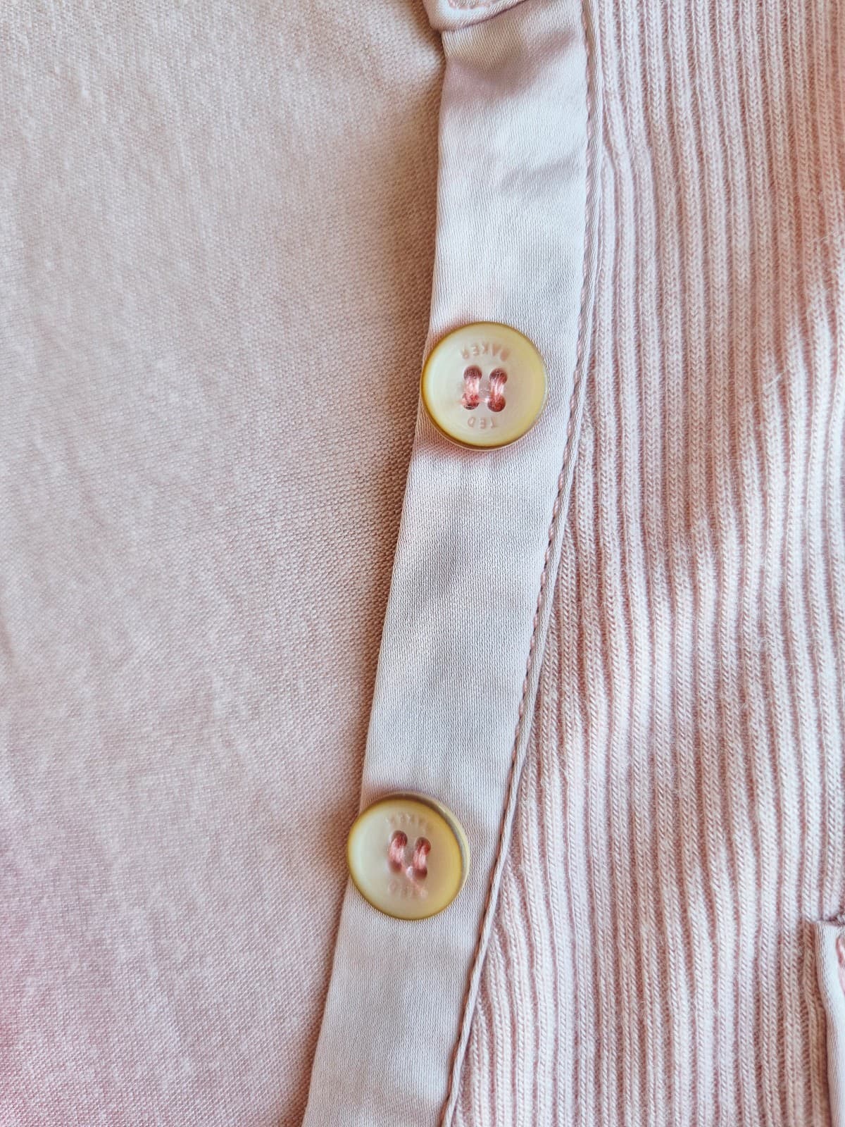 NEW TED BAKER Single Jersey Blouse 1/2 Button Cap Sleeve Mellow Rose Women's XL - Thumbnail 9