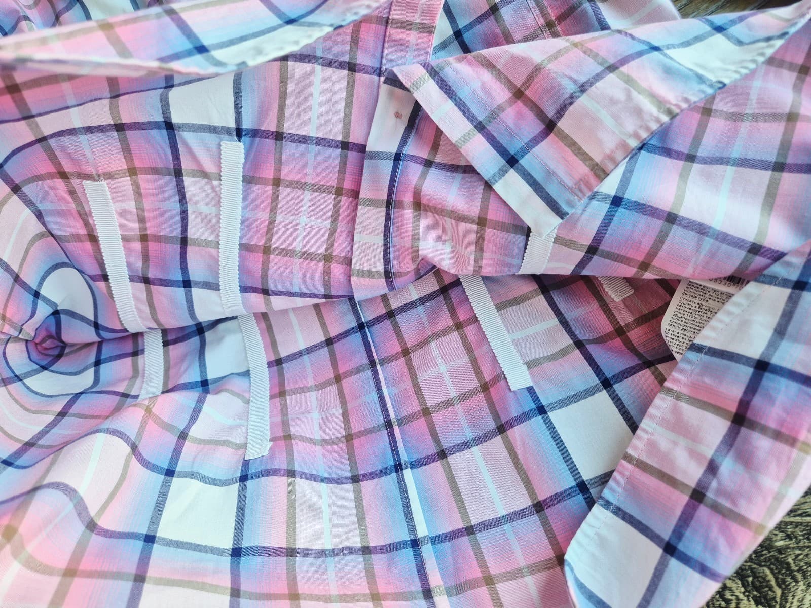 NEW MSGM Milano Made in Italy Camicia Shirt Slim-Fit Band Collar Pink Plaid EU40 - Thumbnail 7