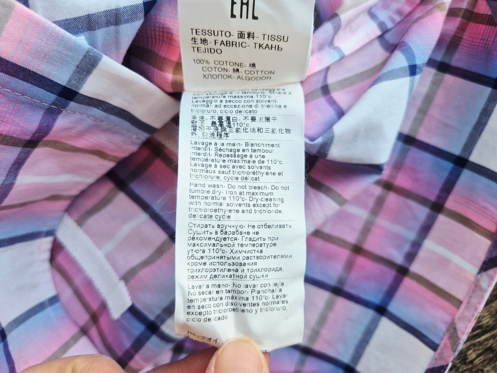 NEW MSGM Milano Made in Italy Camicia Shirt Slim-Fit Band Collar Pink Plaid EU40 - Thumbnail 10