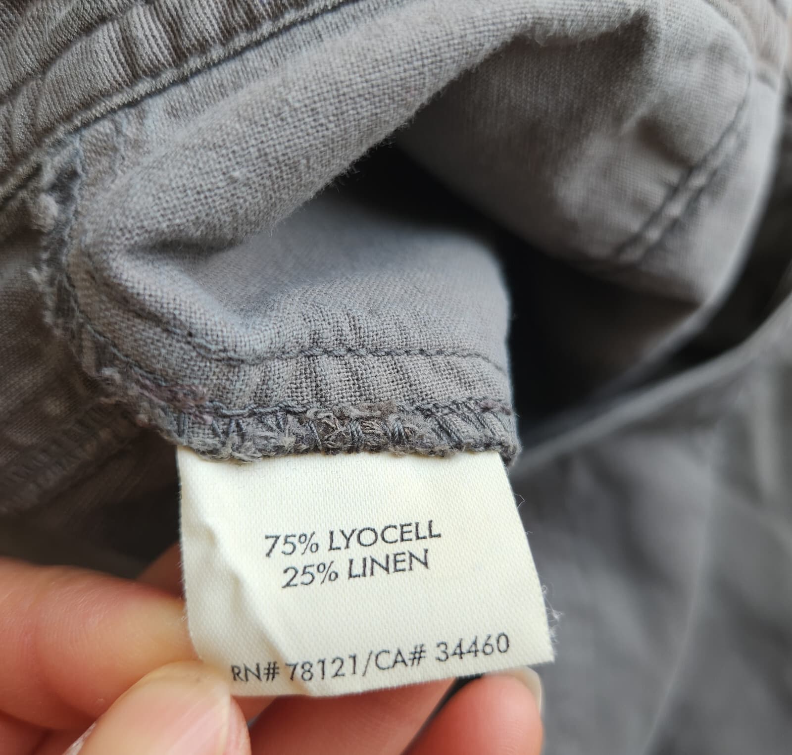 EILEEN FISHER Linen Blend Cargo Utility Ankle Pants Zip Drawstring Grey Women 12 - Thumbnail 8