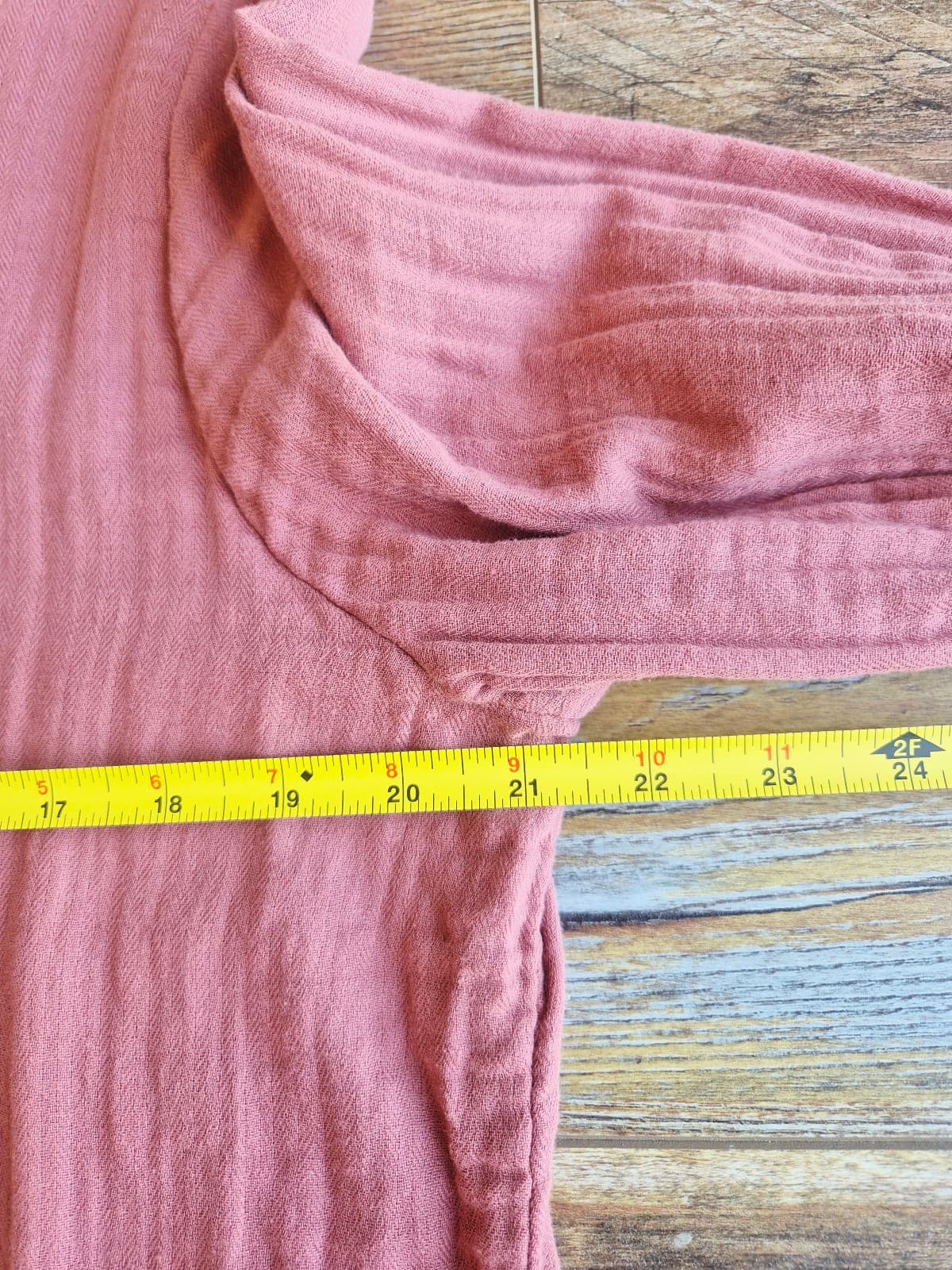 CP Shades Gauze Crinkle Button-Up Tunic Shirt Long Sleeve Dusty Rose Women's S - Thumbnail 10