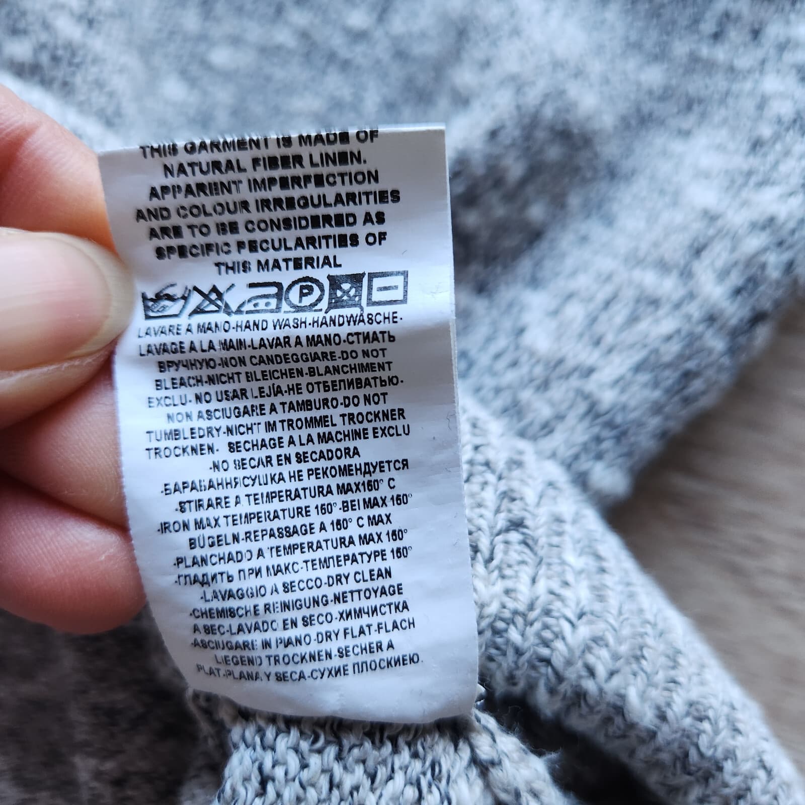 NWoT Gran Sasso Made in Italy V-Neck Sweater Pullover Cotton Linen Grey Sz.48 - Thumbnail 9