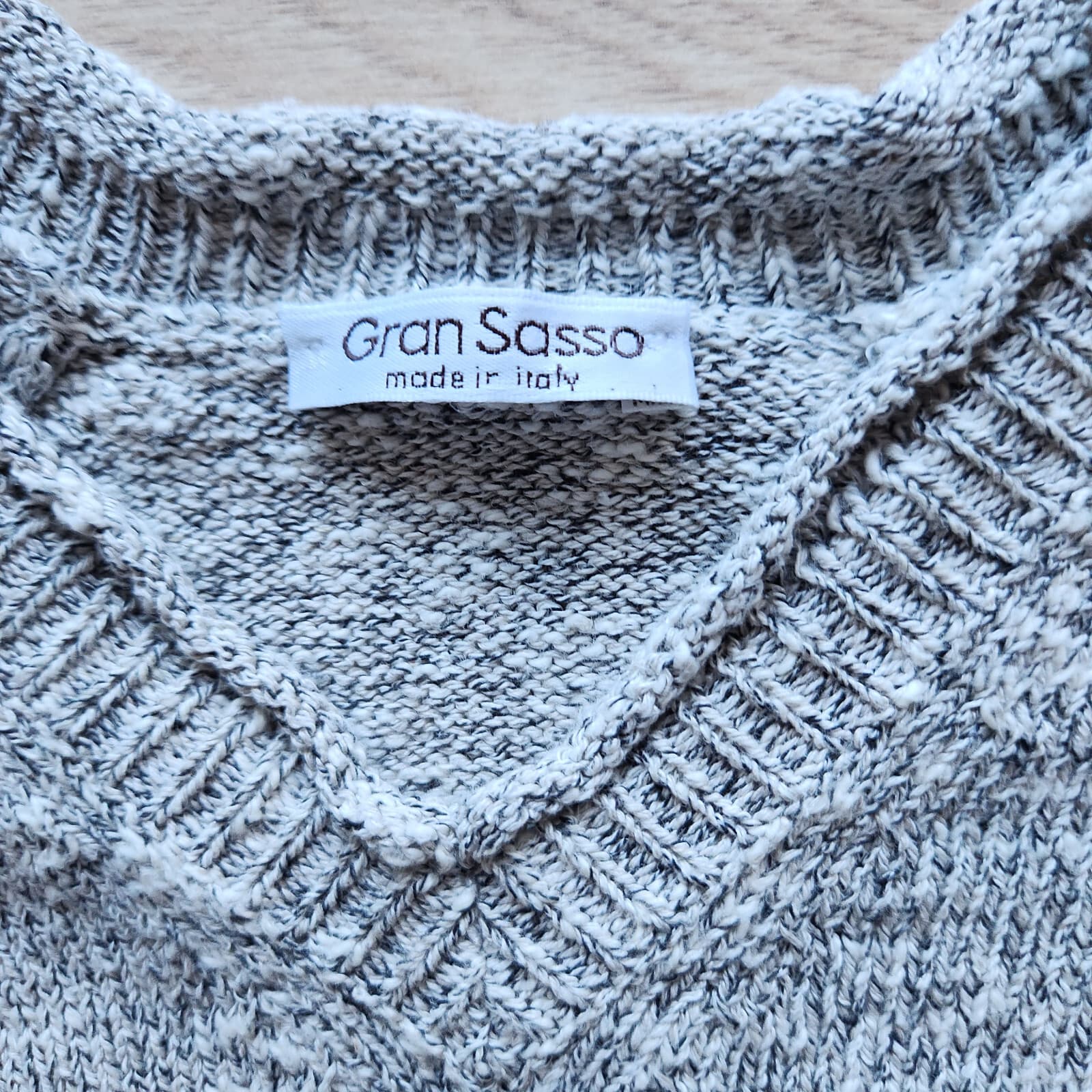 NWoT Gran Sasso Made in Italy V-Neck Sweater Pullover Cotton Linen Grey Sz.48 - Thumbnail 7