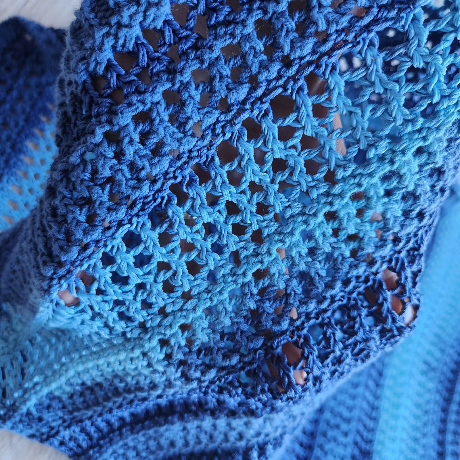 NWoT BEATRICE Made in Italy Crochet Sleeveless Top Cotton Blend Blue Stripe Sz.S - Thumbnail 6