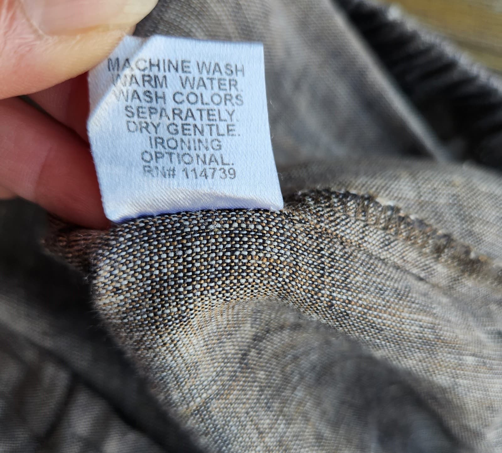 FLAX 100% Linen Lagenlook Seam Relax-Fit Cropped Pants Elastic Waist Brown Sz.L - Thumbnail 8