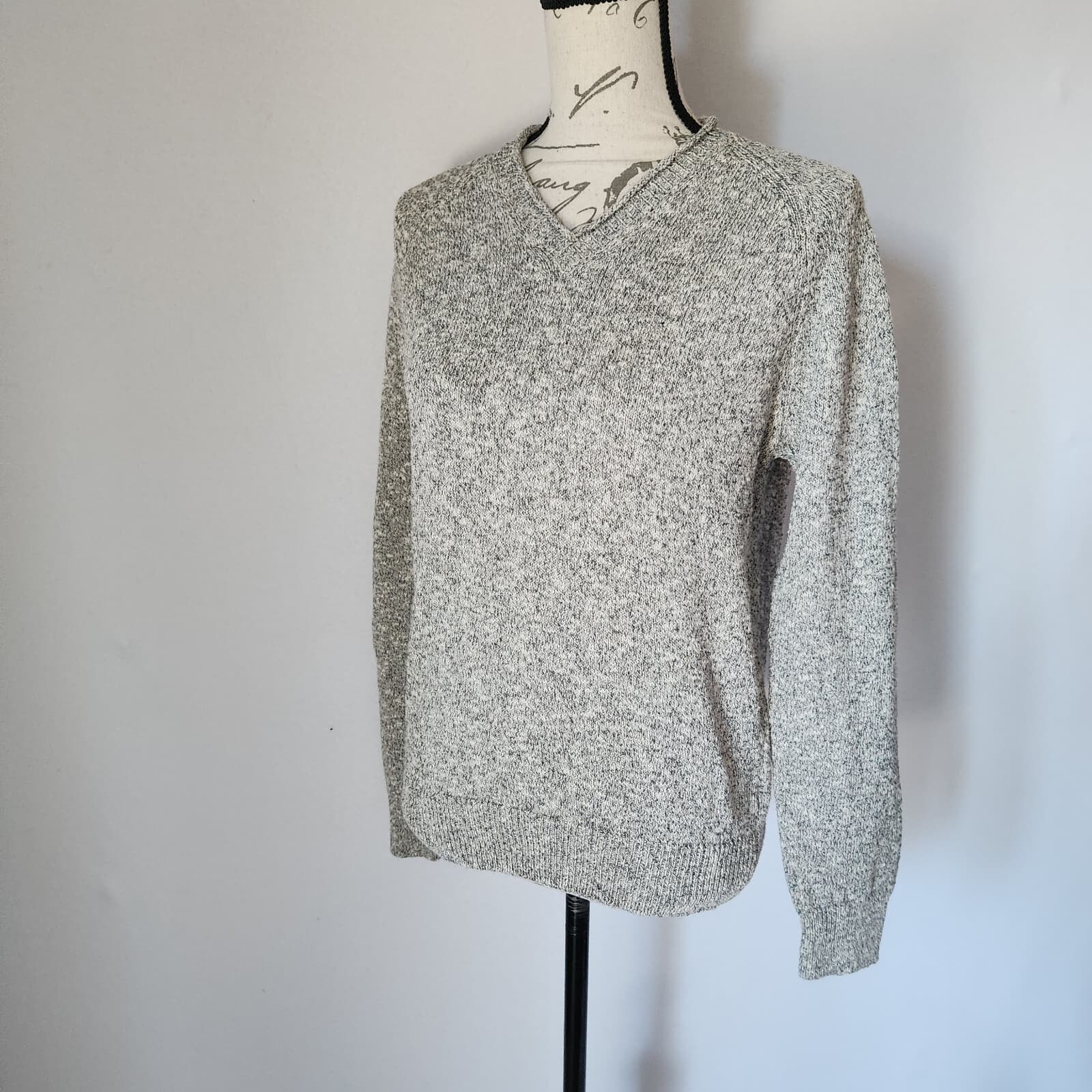NWoT Gran Sasso Made in Italy V-Neck Sweater Pullover Cotton Linen Grey Sz.48 - Thumbnail 2